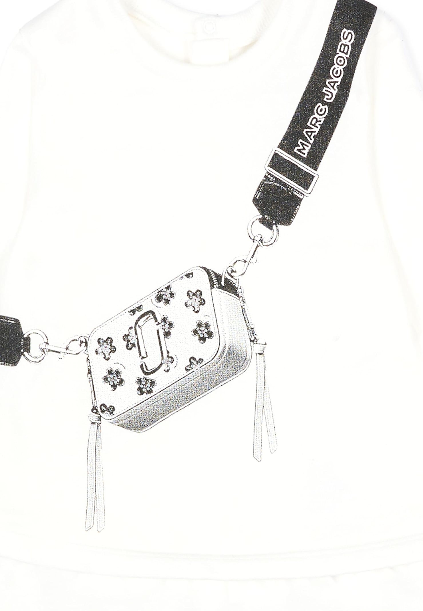 Marc Jacobs Ivory Dress For Baby Girl With Bag Print In Gray