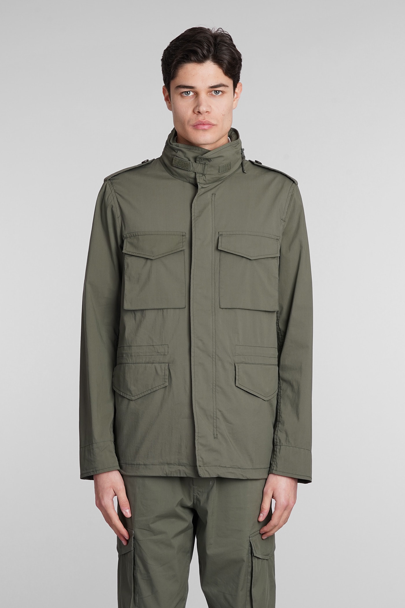 Giub. Minifield Cot Casual Jacket In Green Cotton