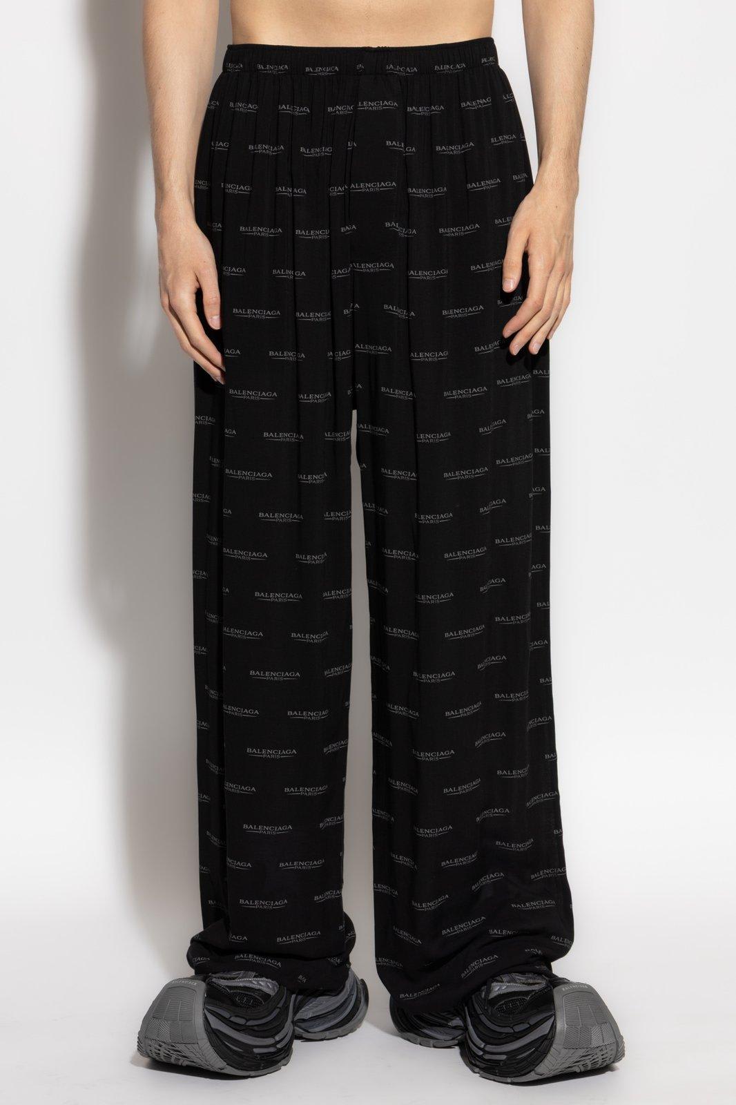 Balenciaga Monogram Loose Fitting Trousers In Black
