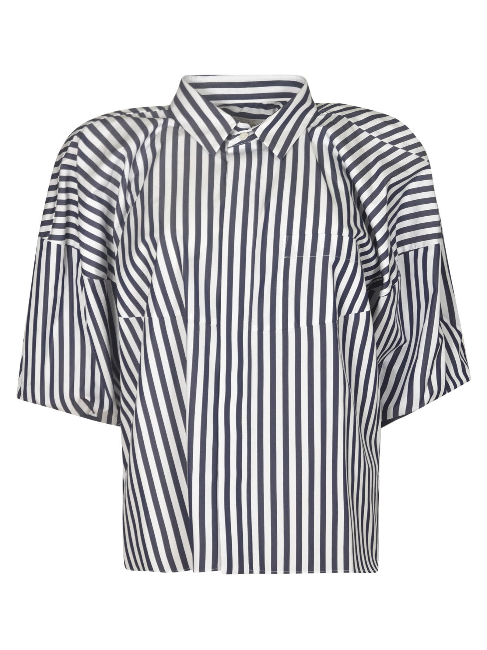 Shop Sacai Striped Shirt In Navy