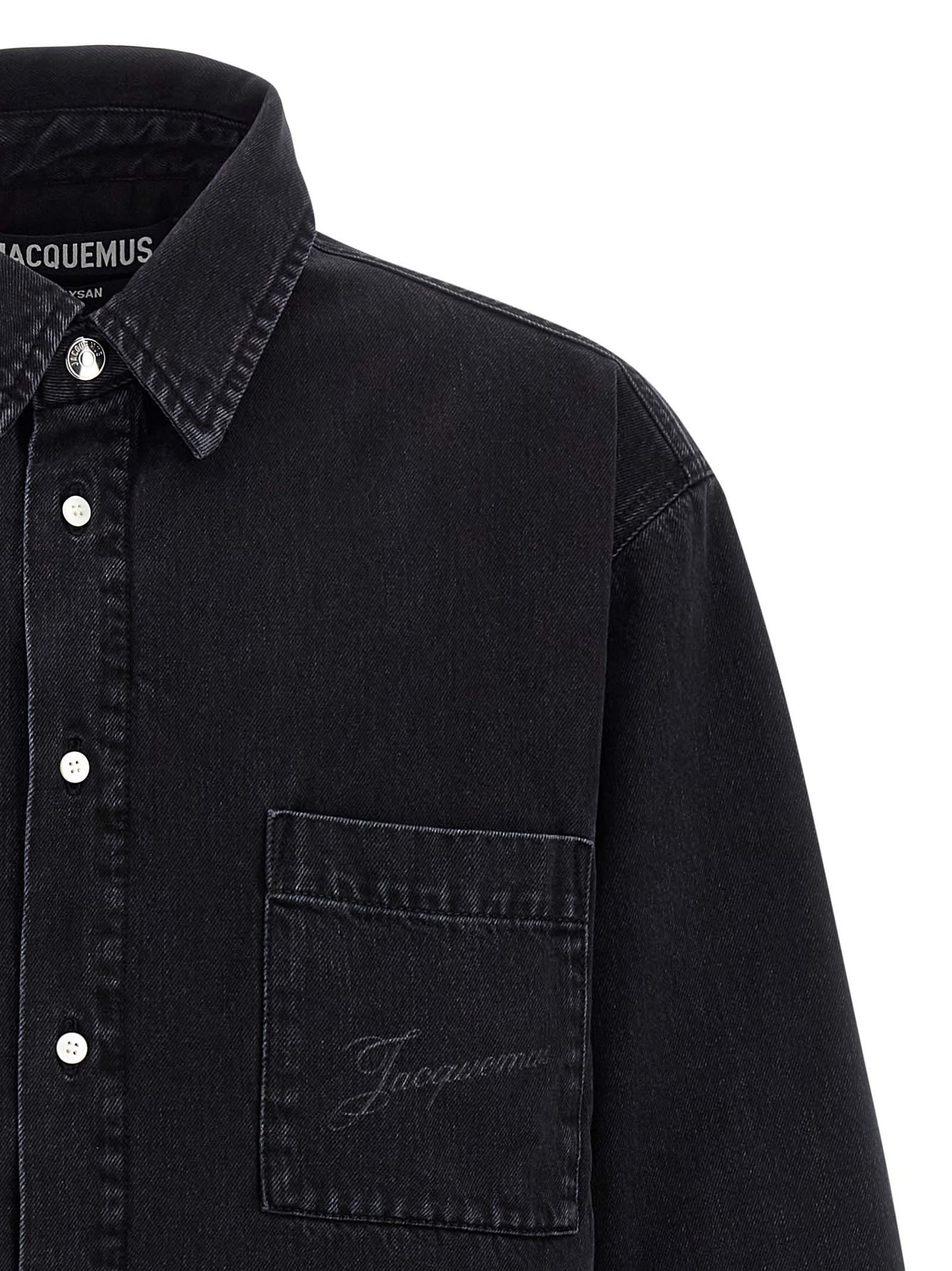 Jacquemus La Chemise Boulanger Quilted Denim Jacket In Black