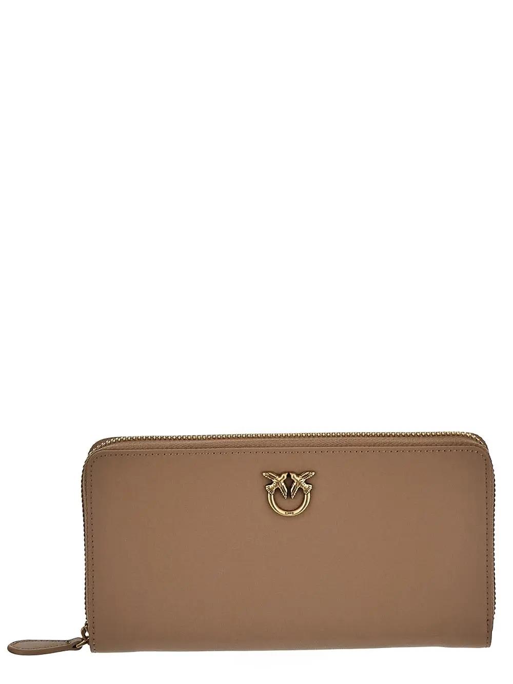 Pinko Maxi Rider Zip-around Wallet In Biscotto