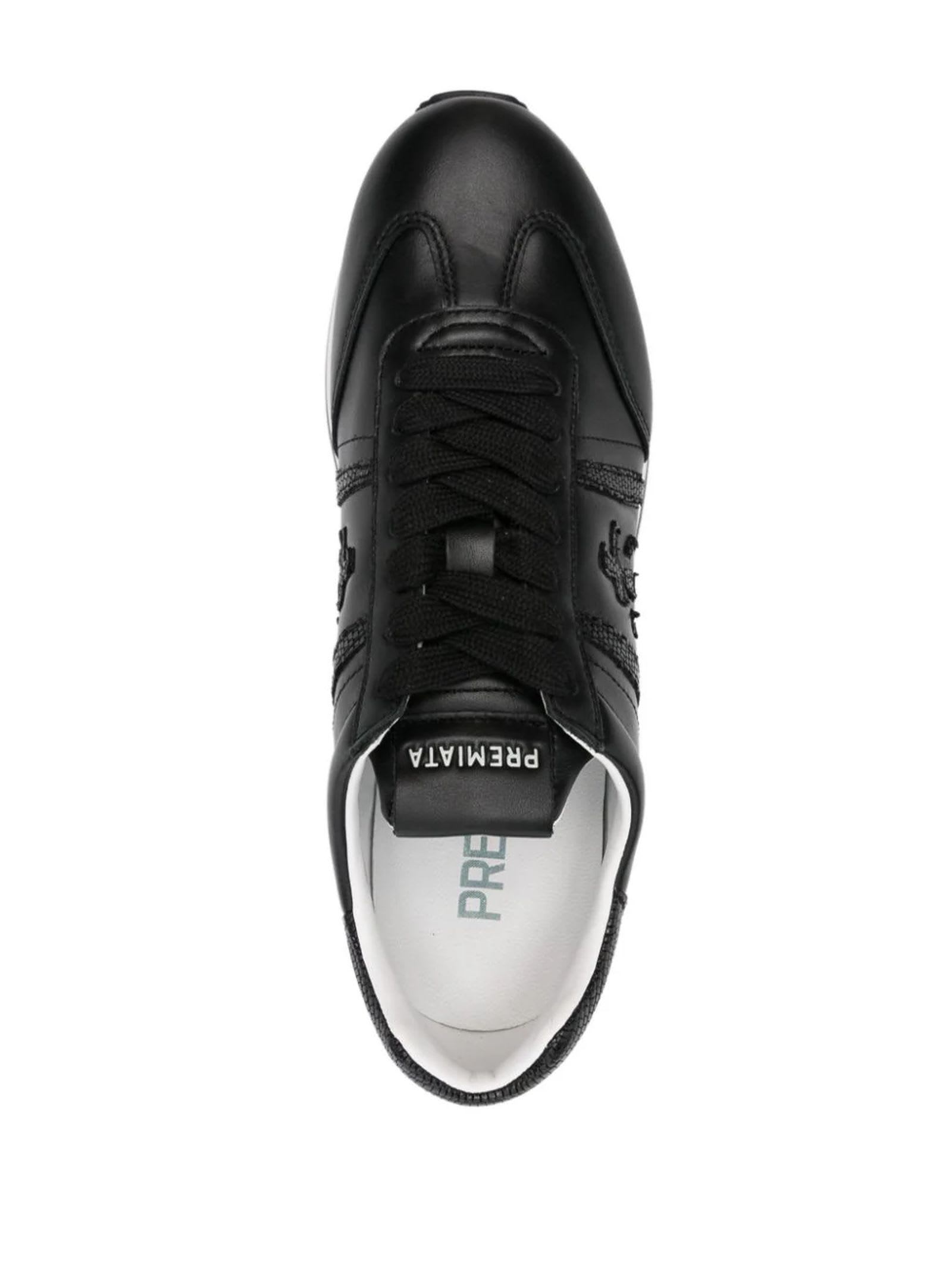 Premiata Low Top Sneakers With Contrast Platform Sole In Black