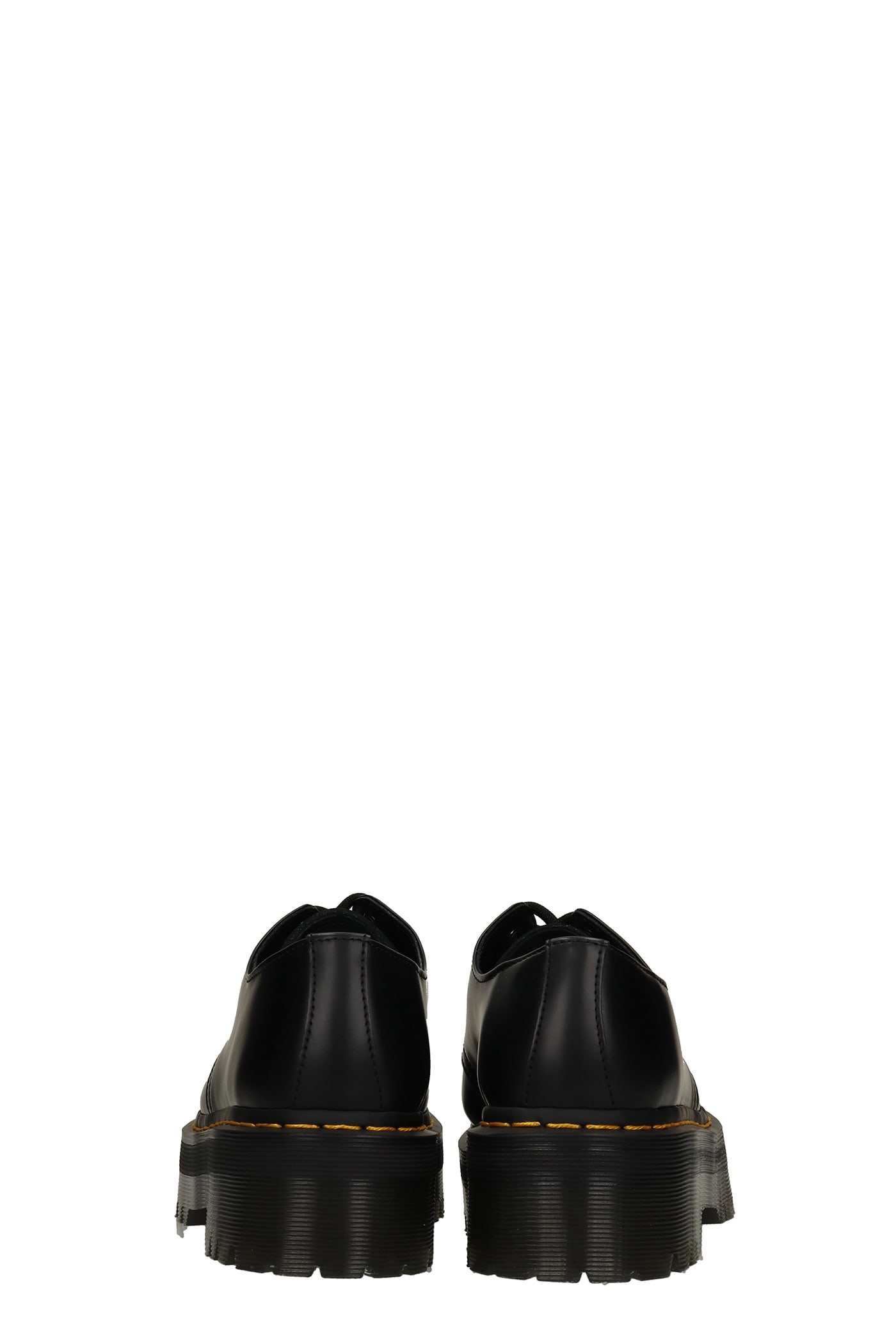 Shop Dr. Martens' Dr. Martens 1461 Quad Lace Up Shoes In Black Leather In Black Polished Smooth