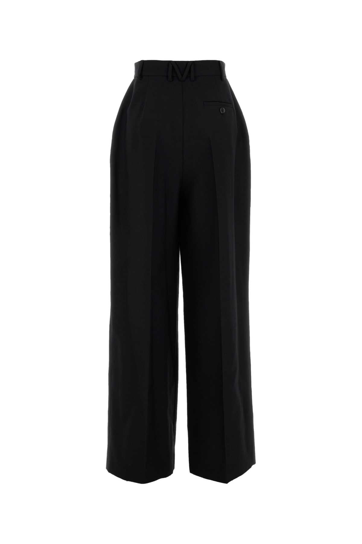 Moschino Wide-leg Trousers In Black Virgin Wool With Double Pleat Design In Black