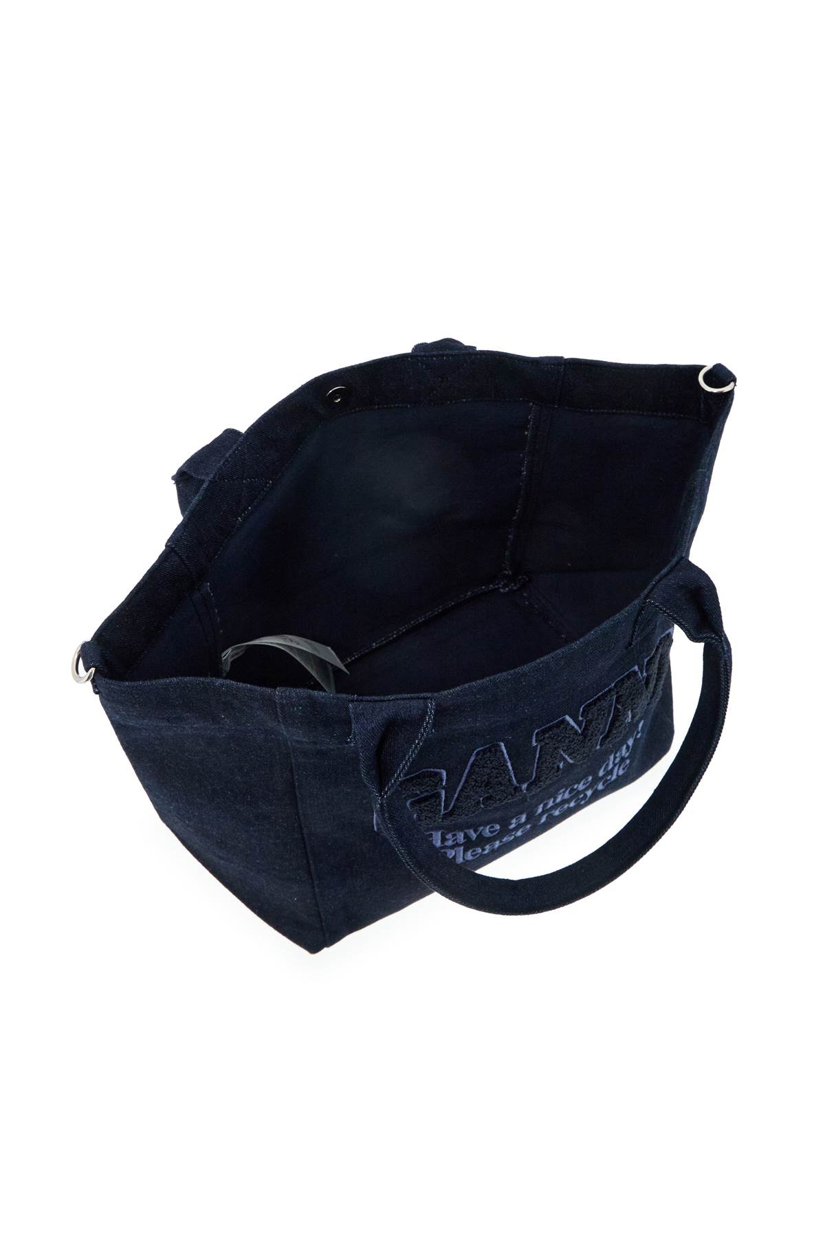 GANNI SMALL DENIM EASY SHOPPER TOTE 