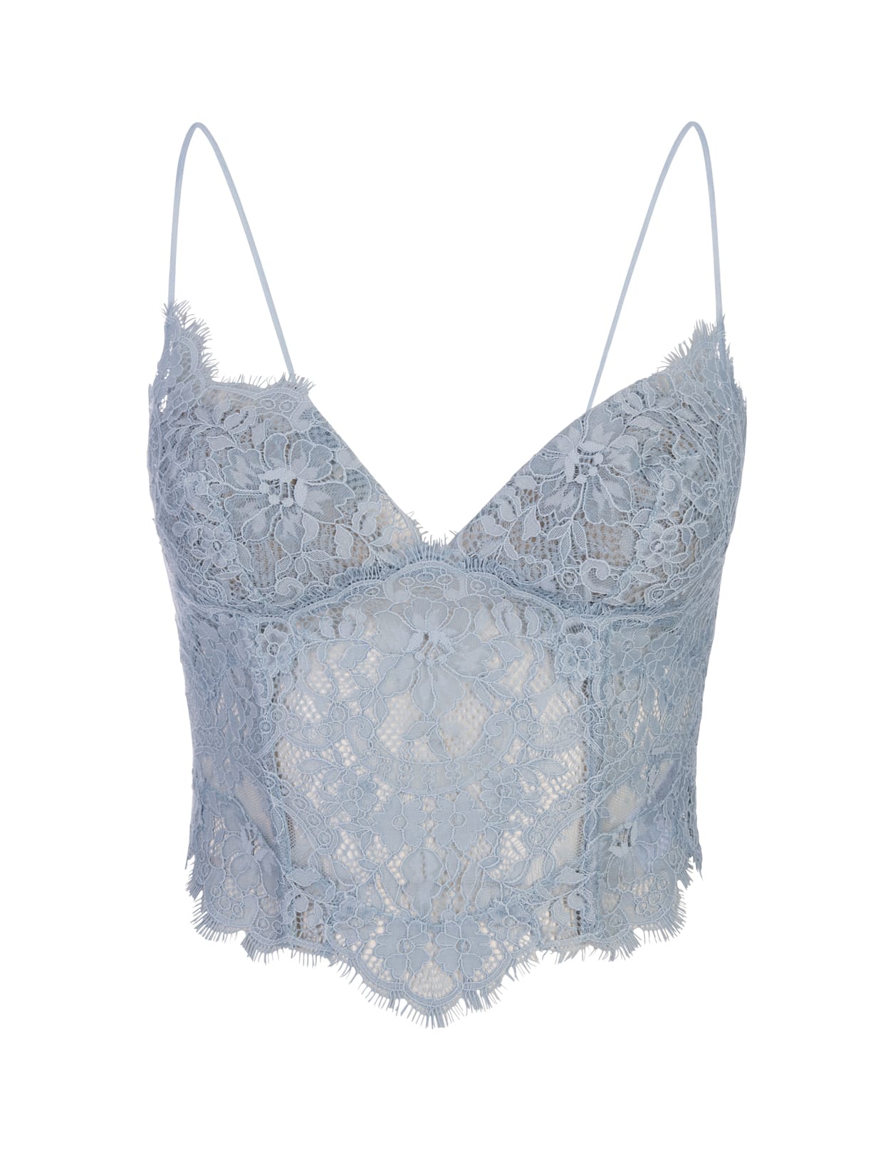 All-over Light Blue Lace Top