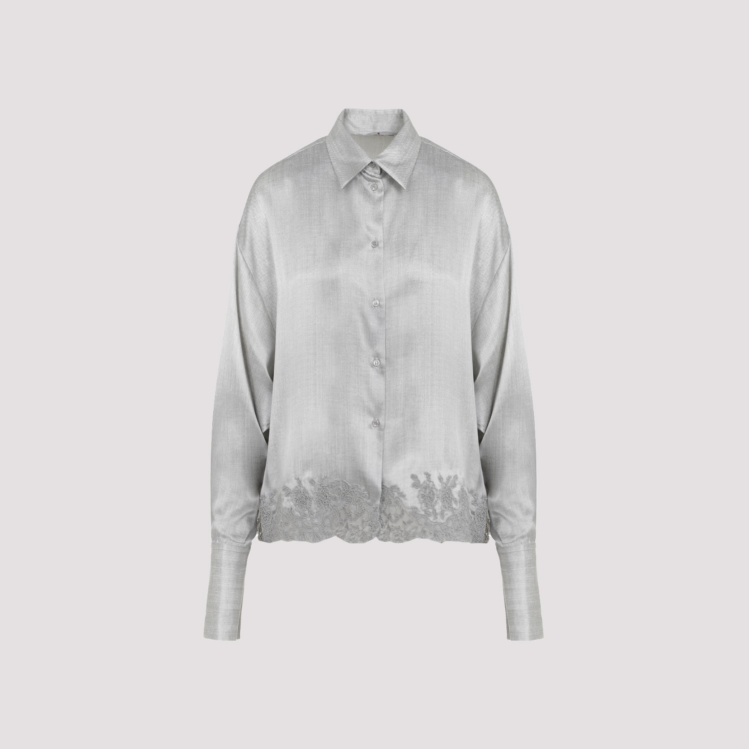 Shop Ermanno Scervino Embroidery Shirt In Jeans Grey