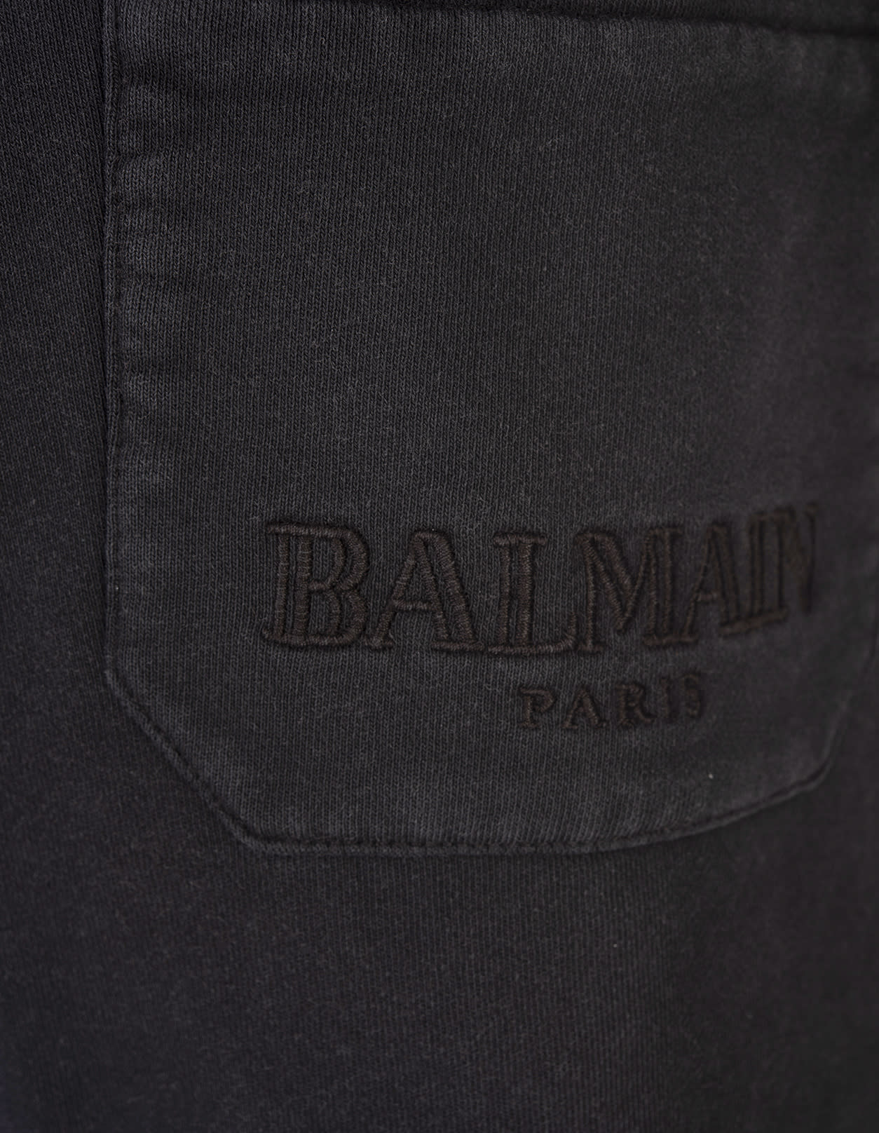 Shop Balmain Black Cotton Bermuda Shorts With  Vintage Logo