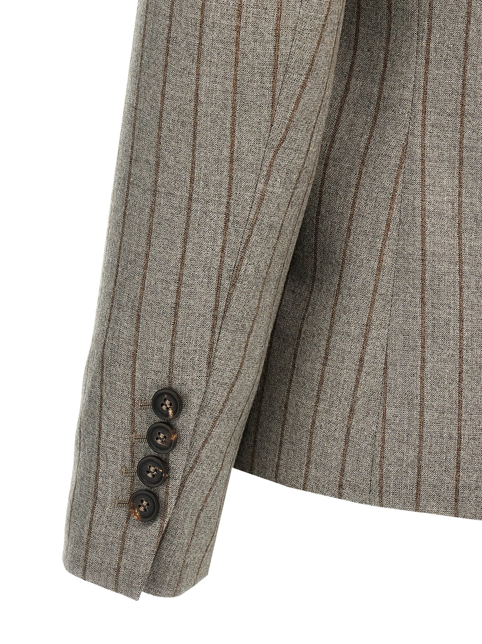 Shop Brunello Cucinelli Monile Double-breasted Jacket In Gray