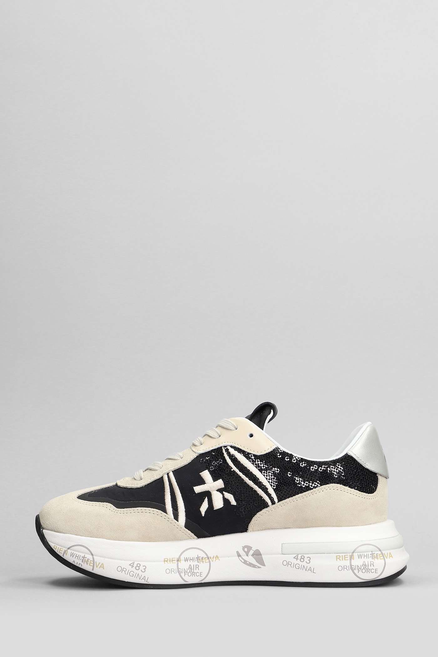 Shop Premiata Cassie Sneakers In Beige Suede And Fabric