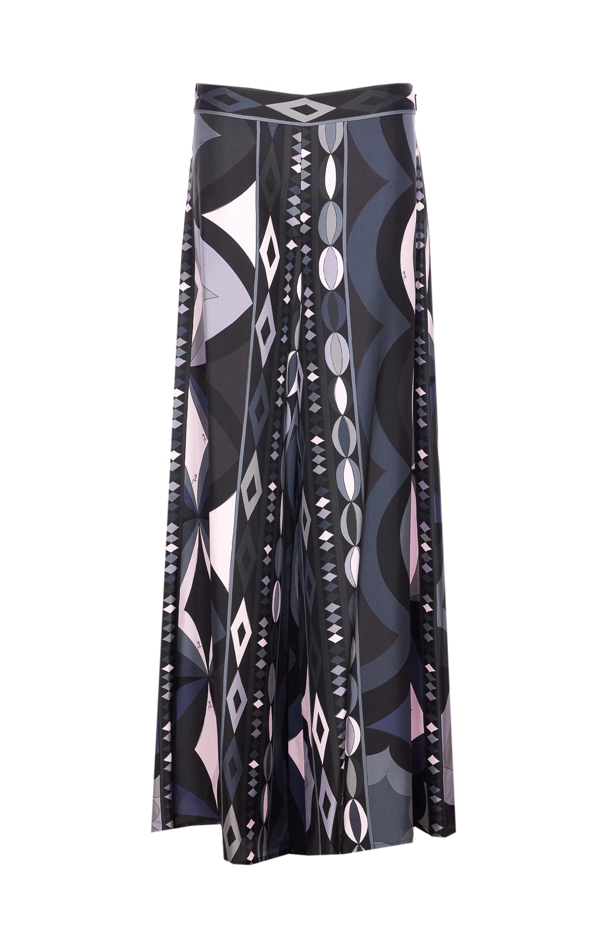Pucci Geometric High Waist Wide Leg Trousers In Black