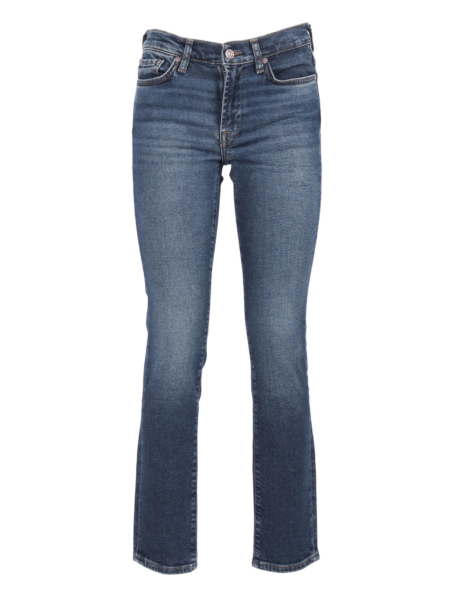 7 For All Mankind Roxanne Cisco Mid-rise Jeans With Flared Leg In Blue
