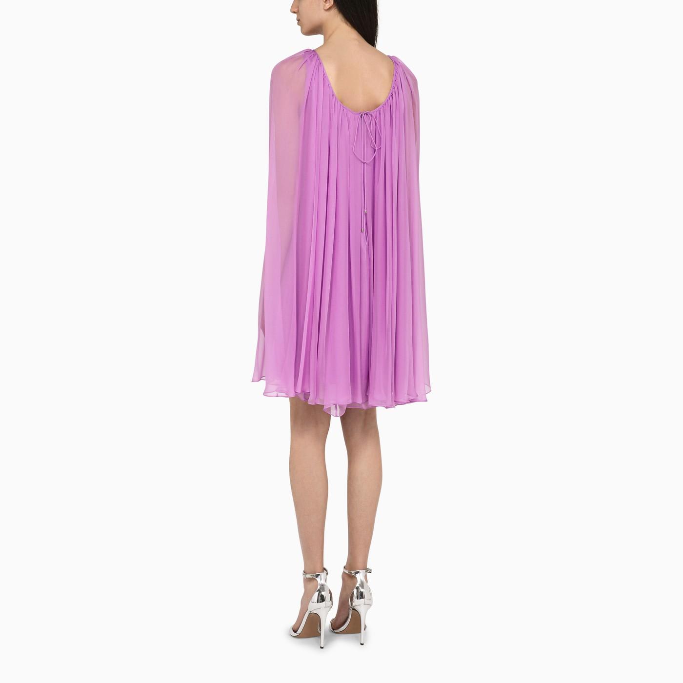 Shop Max Mara Mauve Silk Chiffon Flared Dress In Purple