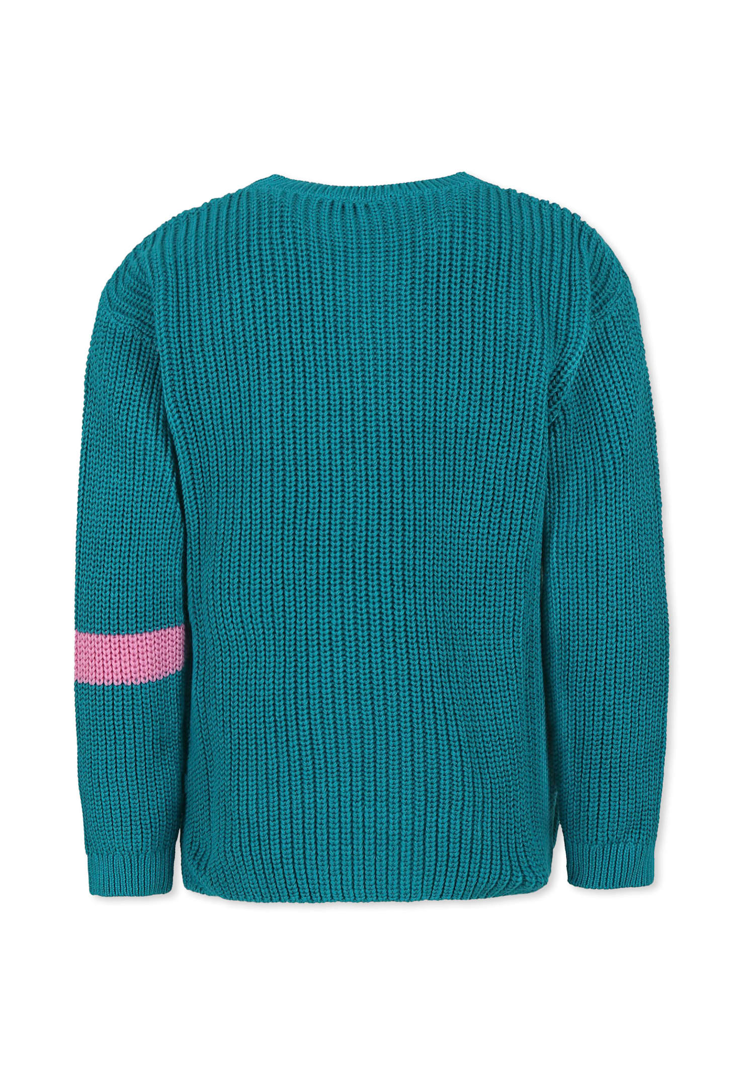 Msgm Green Sweater For Girl With Logo In Green