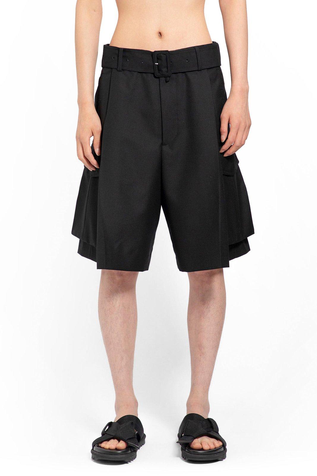 Shop Dries Van Noten Belted Cargo Shorts In Black