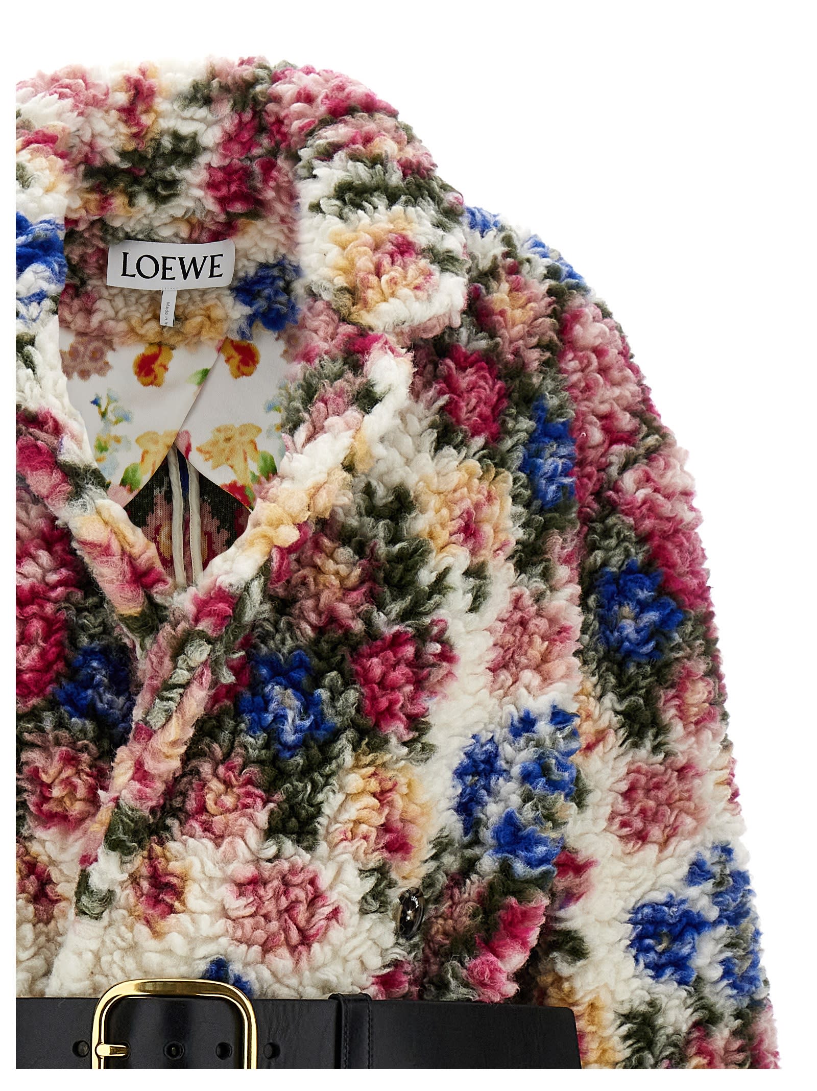 Shop Loewe Jacquard Floral Bouquet Coat In Multicolor