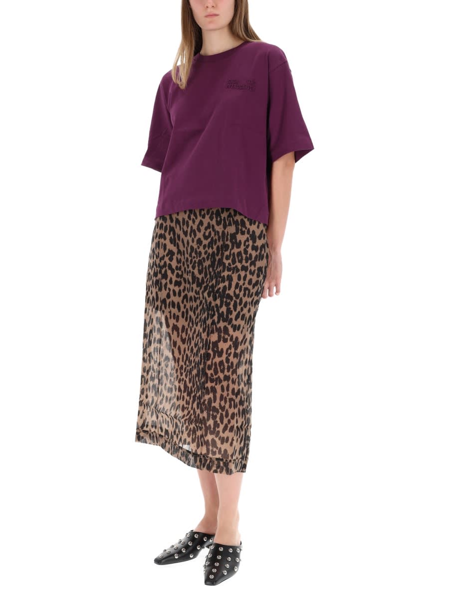 Baum Und Pferdgarten Animal-print Pleated Skirt In Brown