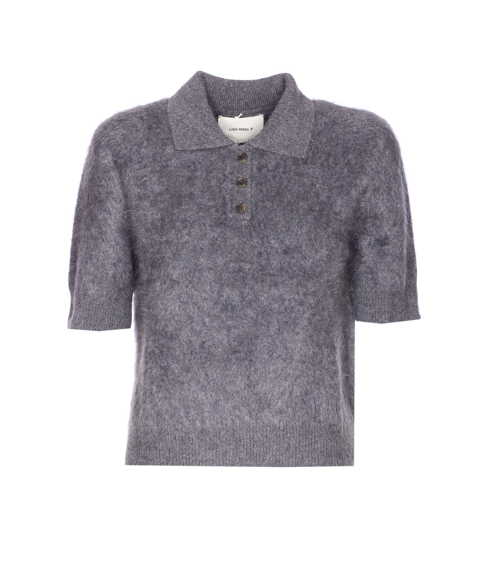 Lisa Yang Women Carolyn Short Sleeves Sweater In Gray