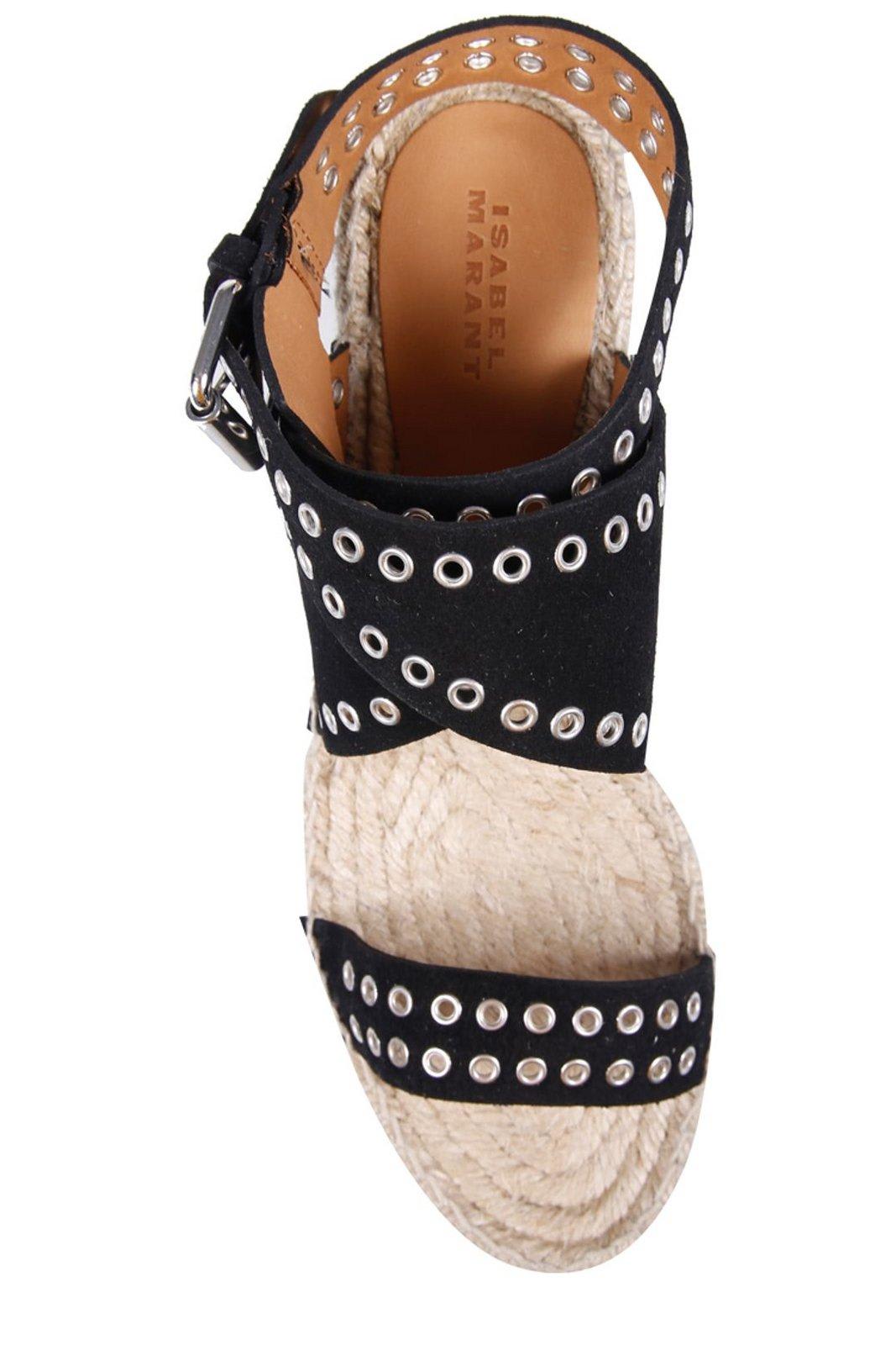 Shop Isabel Marant Open Toe Platform Wedge Sandals In Black