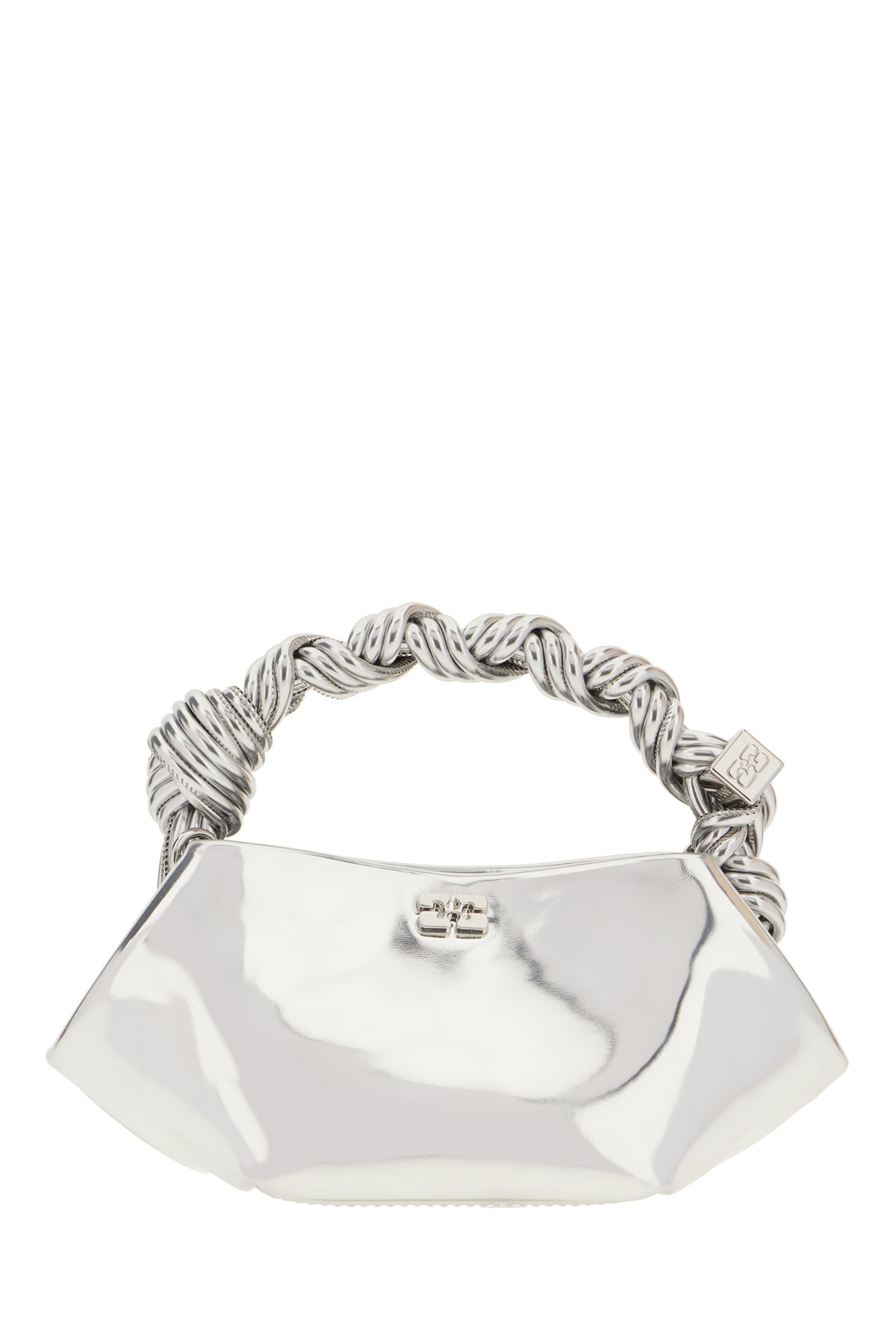 Ganni Twisted-handle Tote Bag In Silver