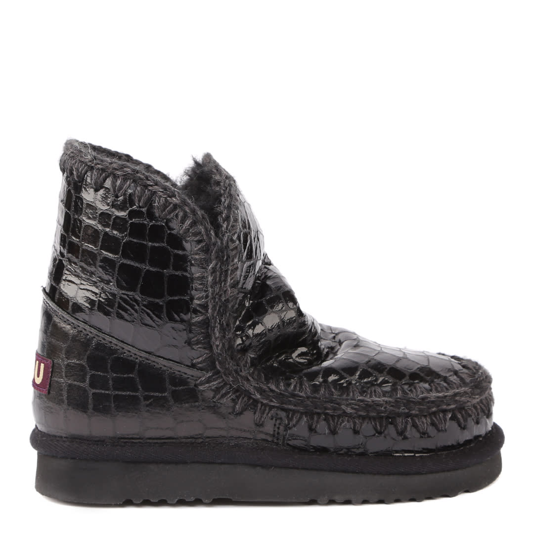 Mou Eskimo 18 Boots In Crocodile Effect Leather With Micro Glitter