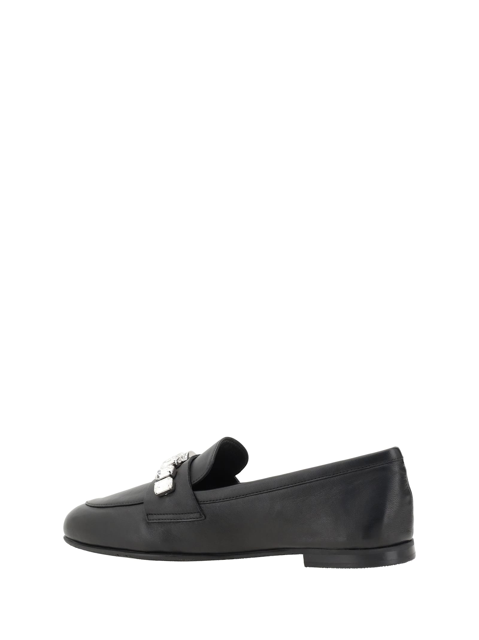 Casadei Loafers With Sparkling Embellishments In Nero