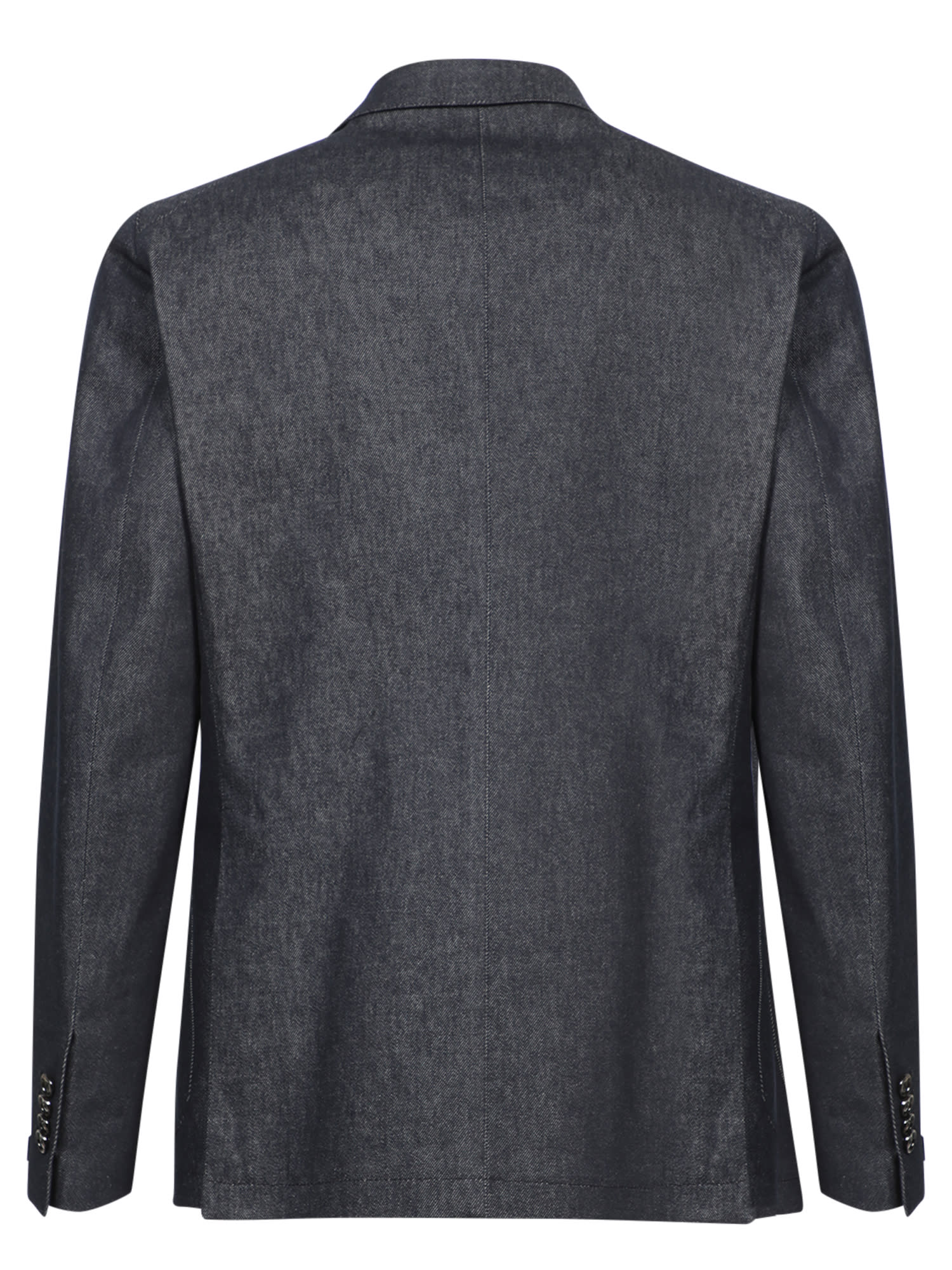 Shop Tagliatore Black Denim Double-breasted Jacket