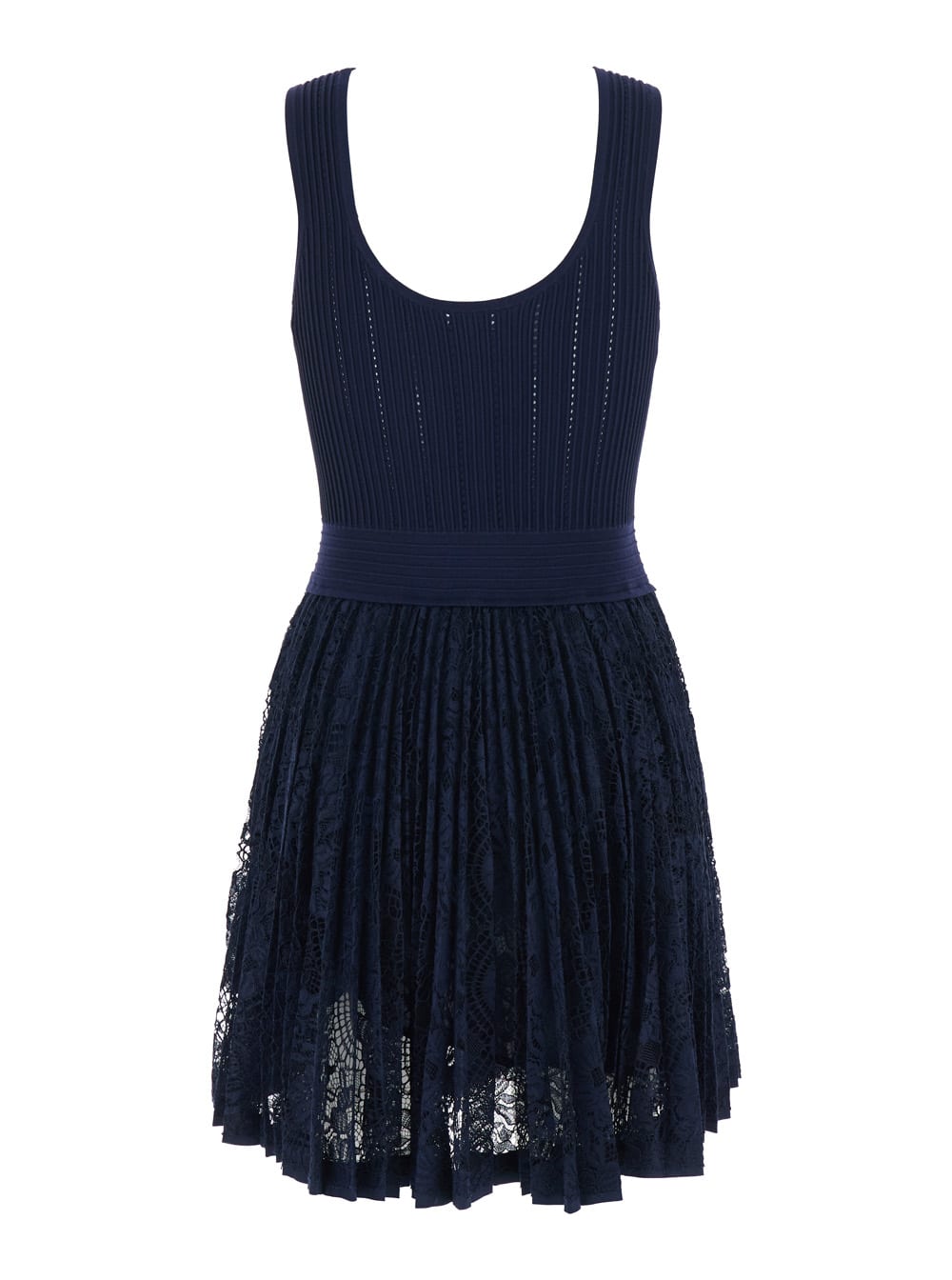 Simkhai Blue Dress With Elasticized Waist And Skirt With Lace Design In Tech Fabric Woman