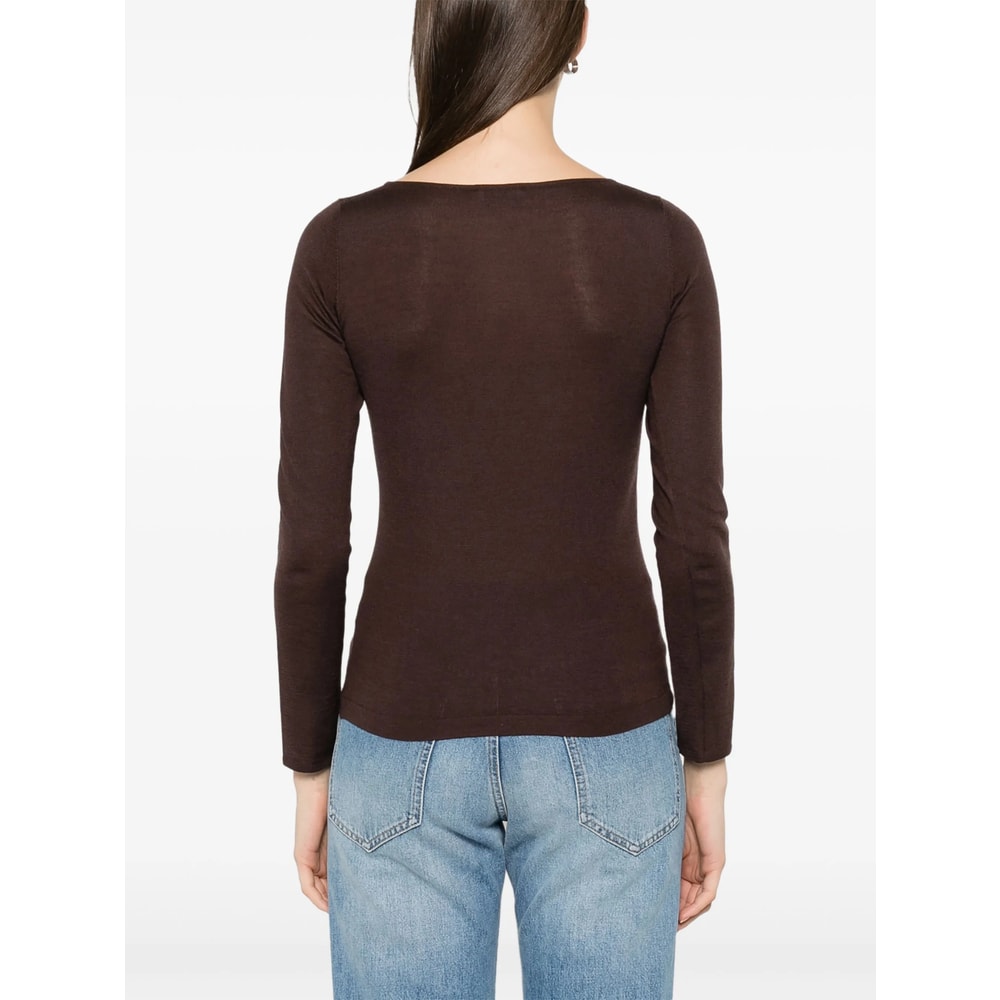 Brunello Cucinelli Cashmere Boat-neck Sweater Ribbed Texture In Brown
