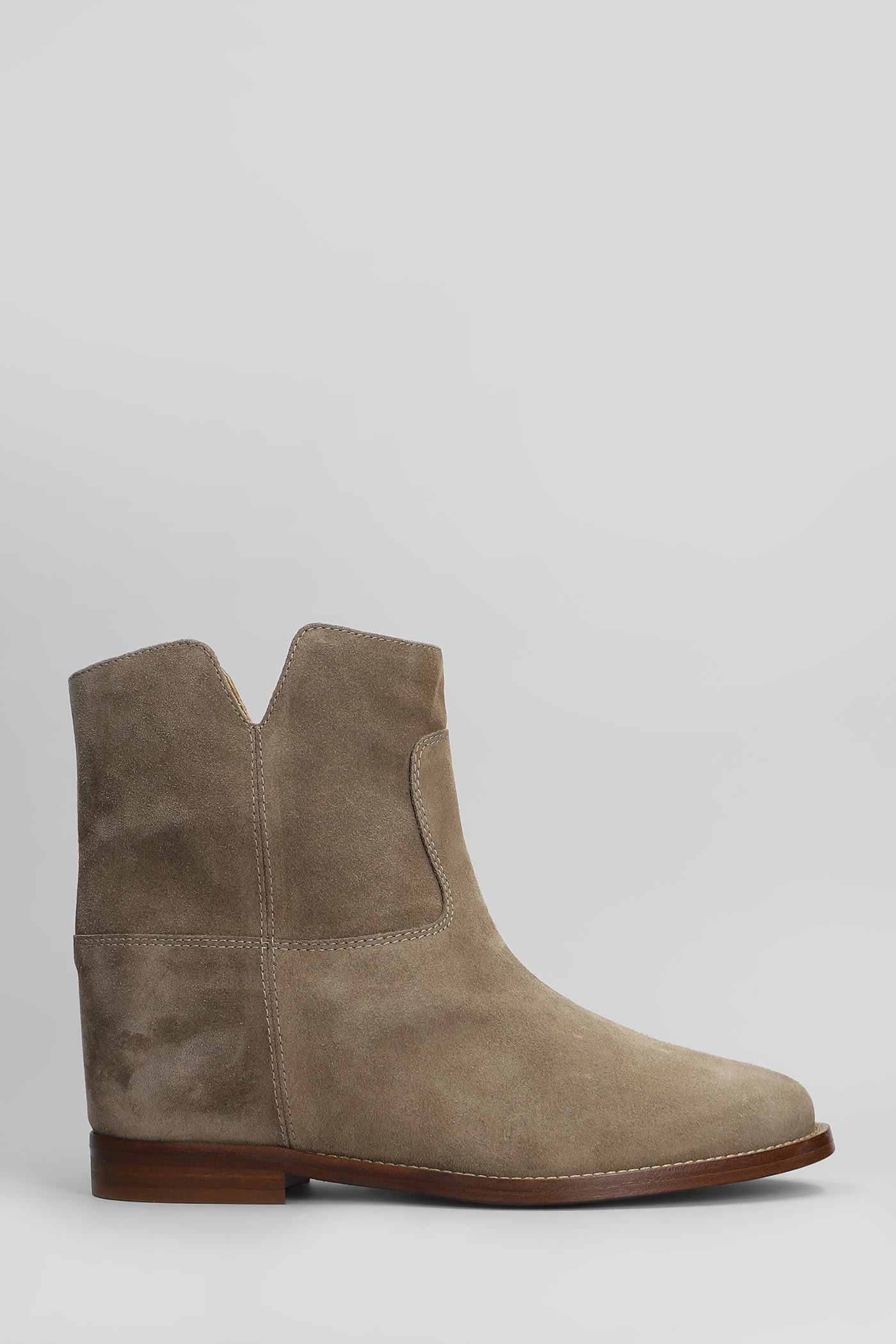 Ankle Boots Inside Wedge In Taupe Suede