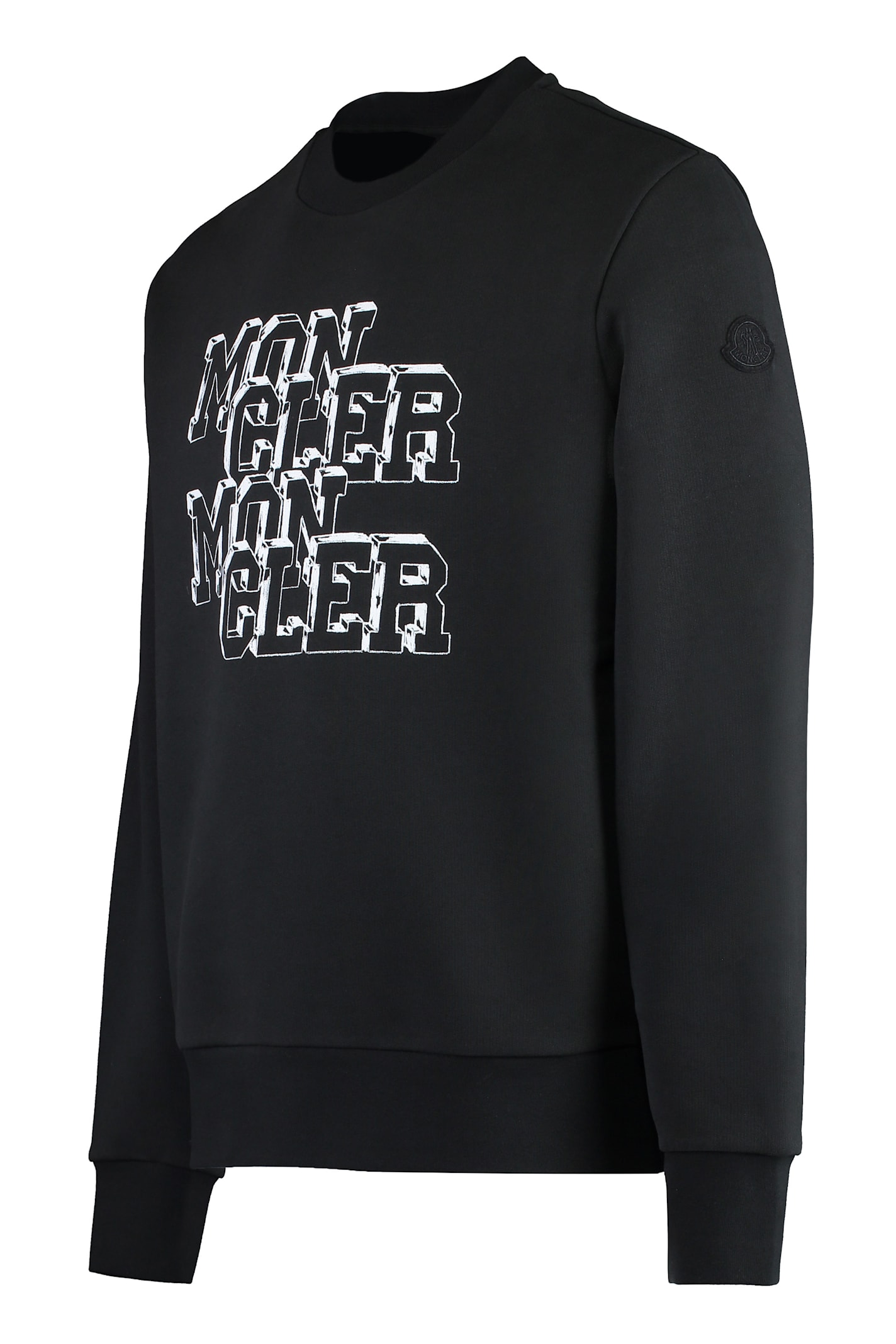 Moncler Men's Logo Detail Cotton Sweatshirt In Black