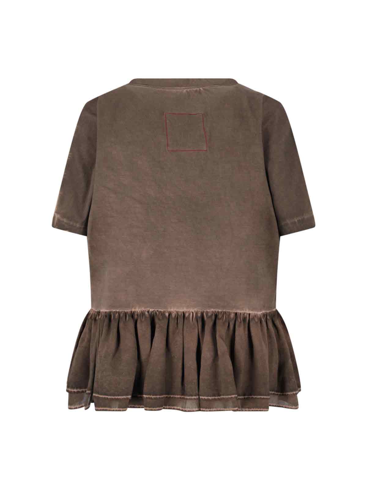 Uma Wang Round Collar And Trumpet T-shirt In Brown