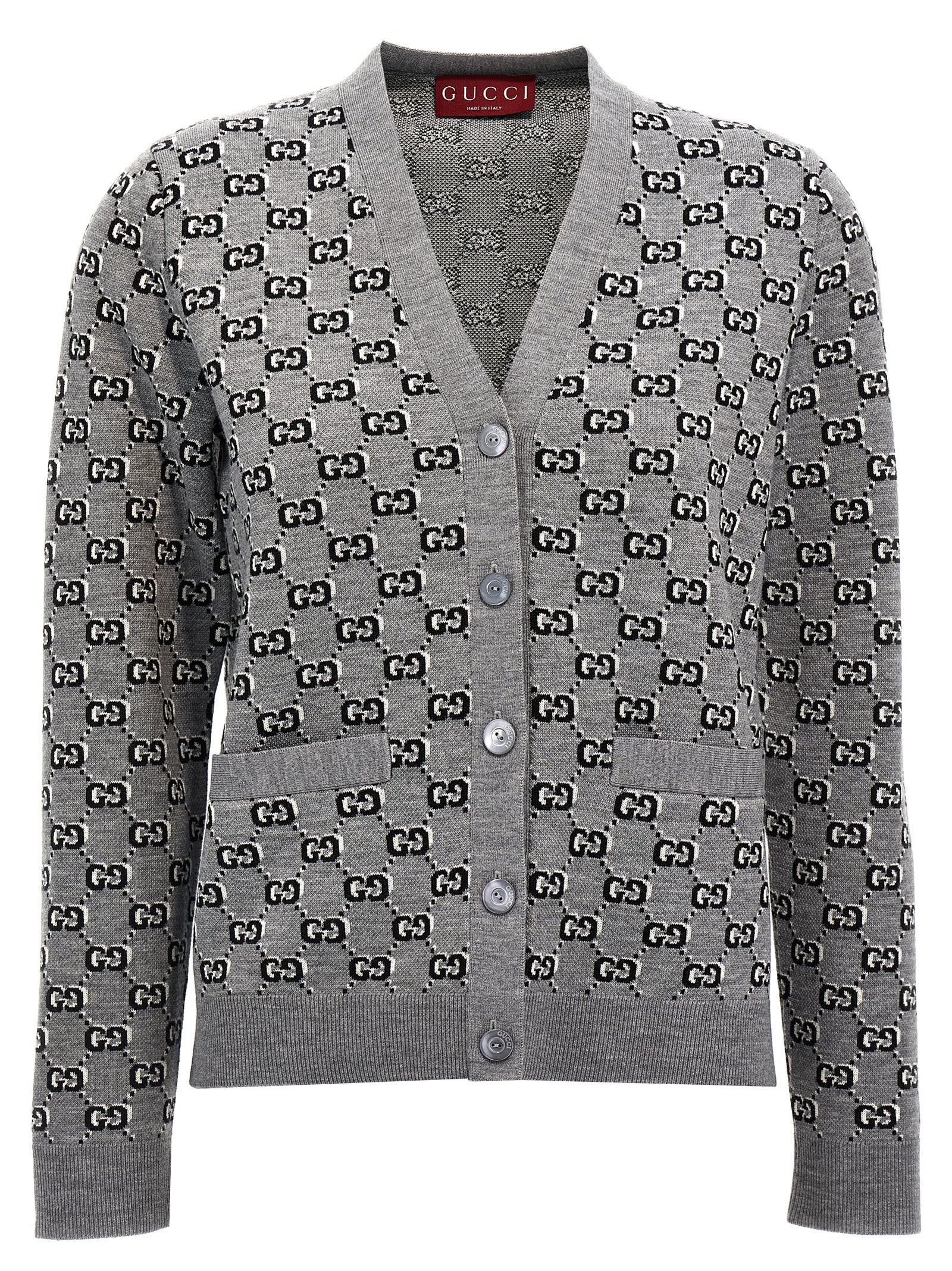 Shop Gucci Gg Cardigan In Gray