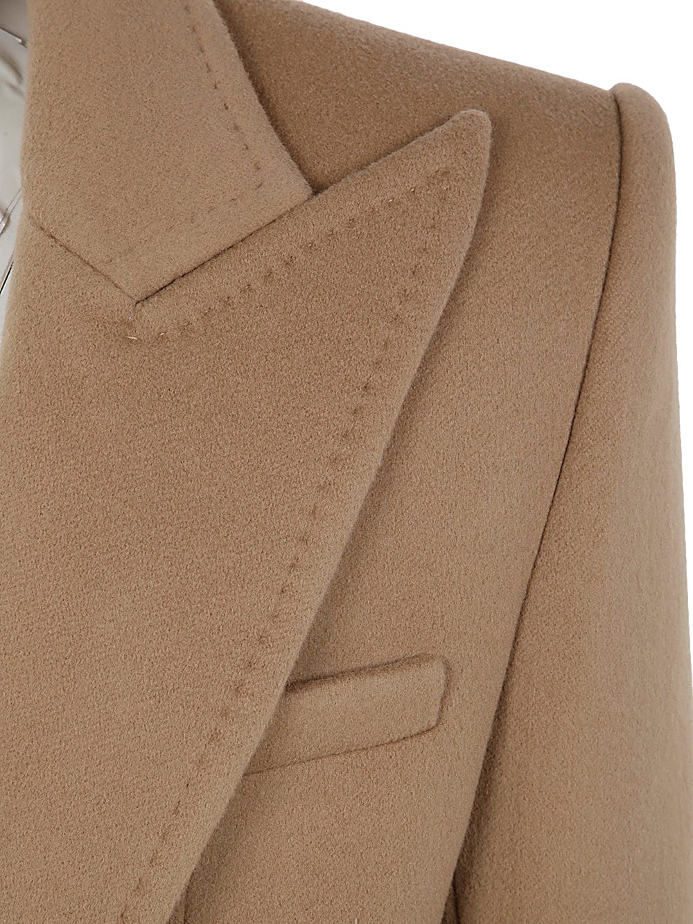 Shop Balmain Shoulder Pad Wool And Cashmere Coat In Kc Camel