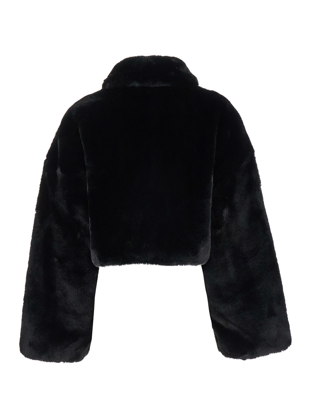 Shop Rotate Birger Christensen Faux Fur Crop Jacket In Black