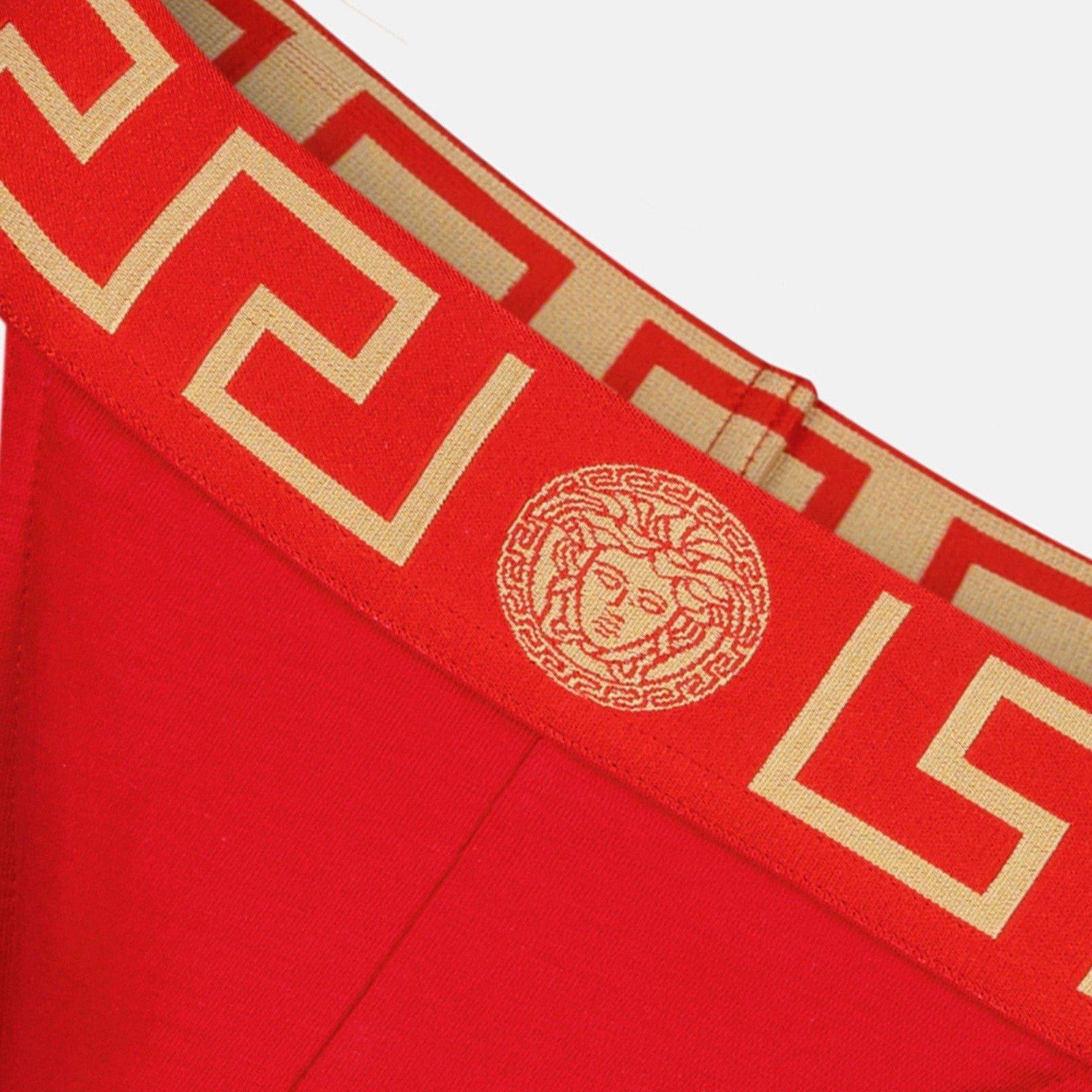 Versace Stretch Cotton Brief Featuring Contrast Trim In Red