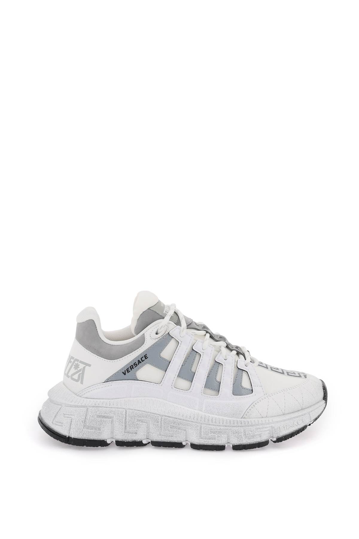 Shop Versace Trigreca Sneakers In White Silver (white)
