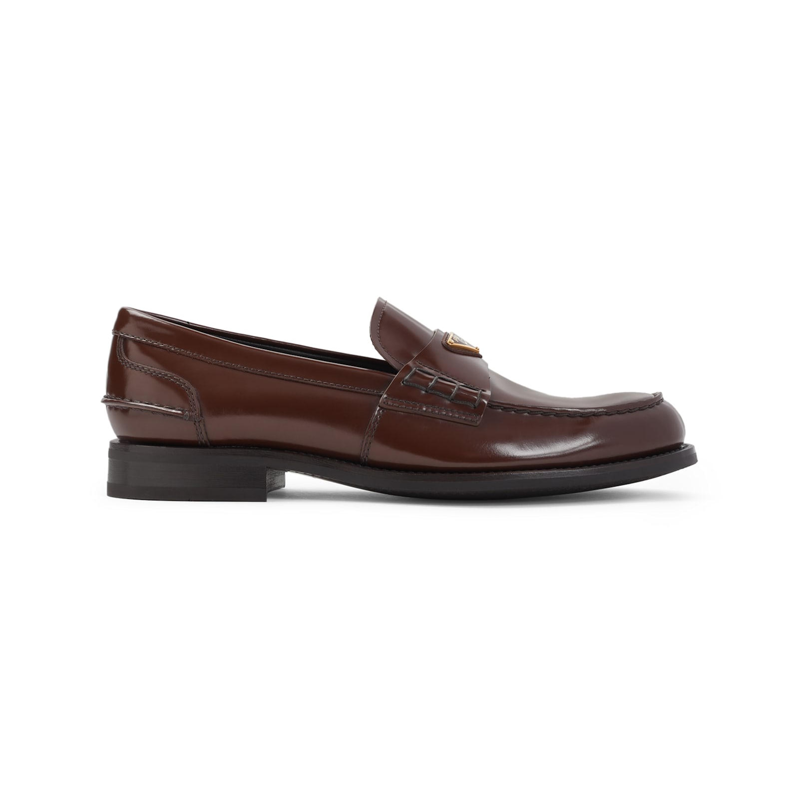 Prada Brushed Calf Leather Lace-up Loafers In Black