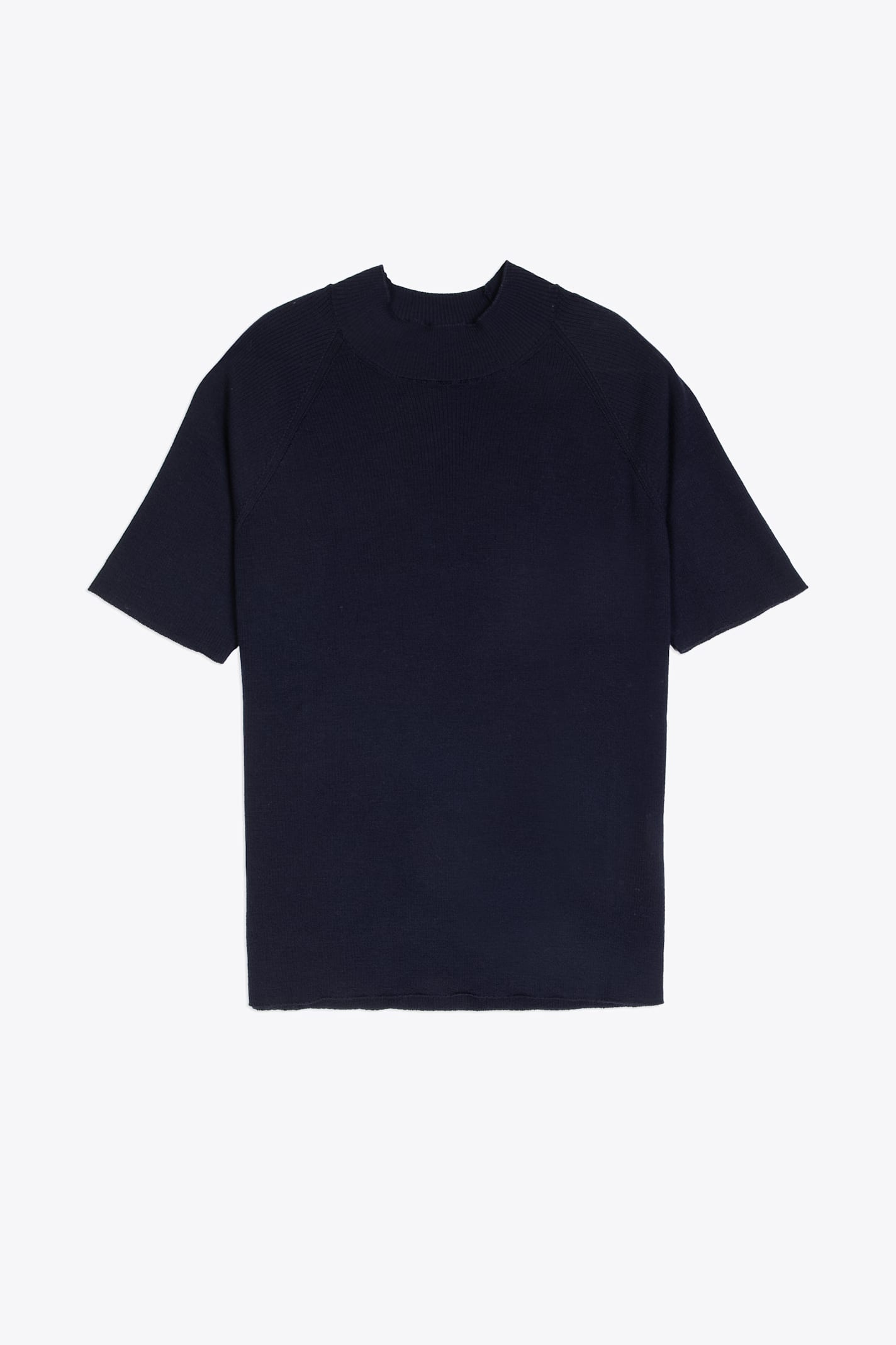 Lupetto In Maglia M/manica Navy blue wool mockneck t-shirt