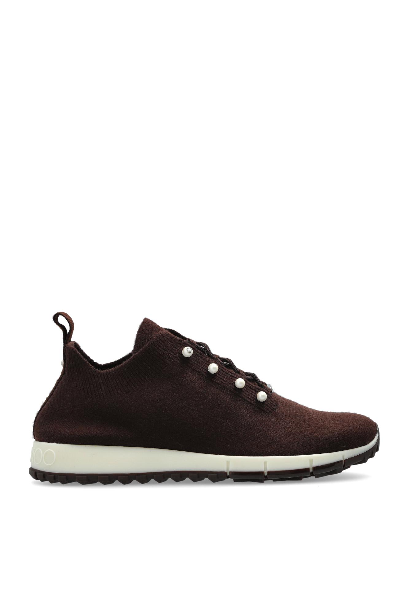 Jimmy Choo Veles Crochet Knit Sneakers In Brown