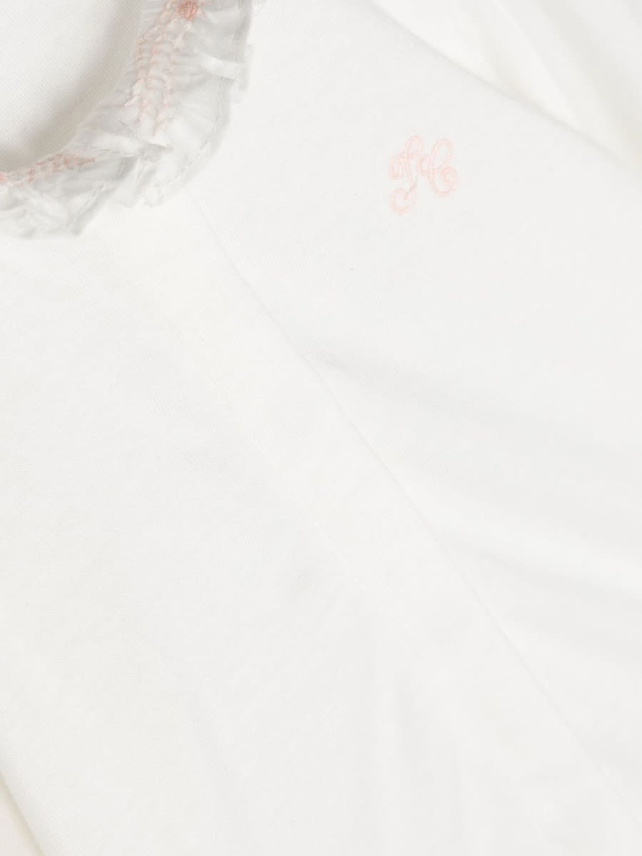 Shop Tartine Et Chocolat Body Shirt M/l Embroidered Collar In Ivory