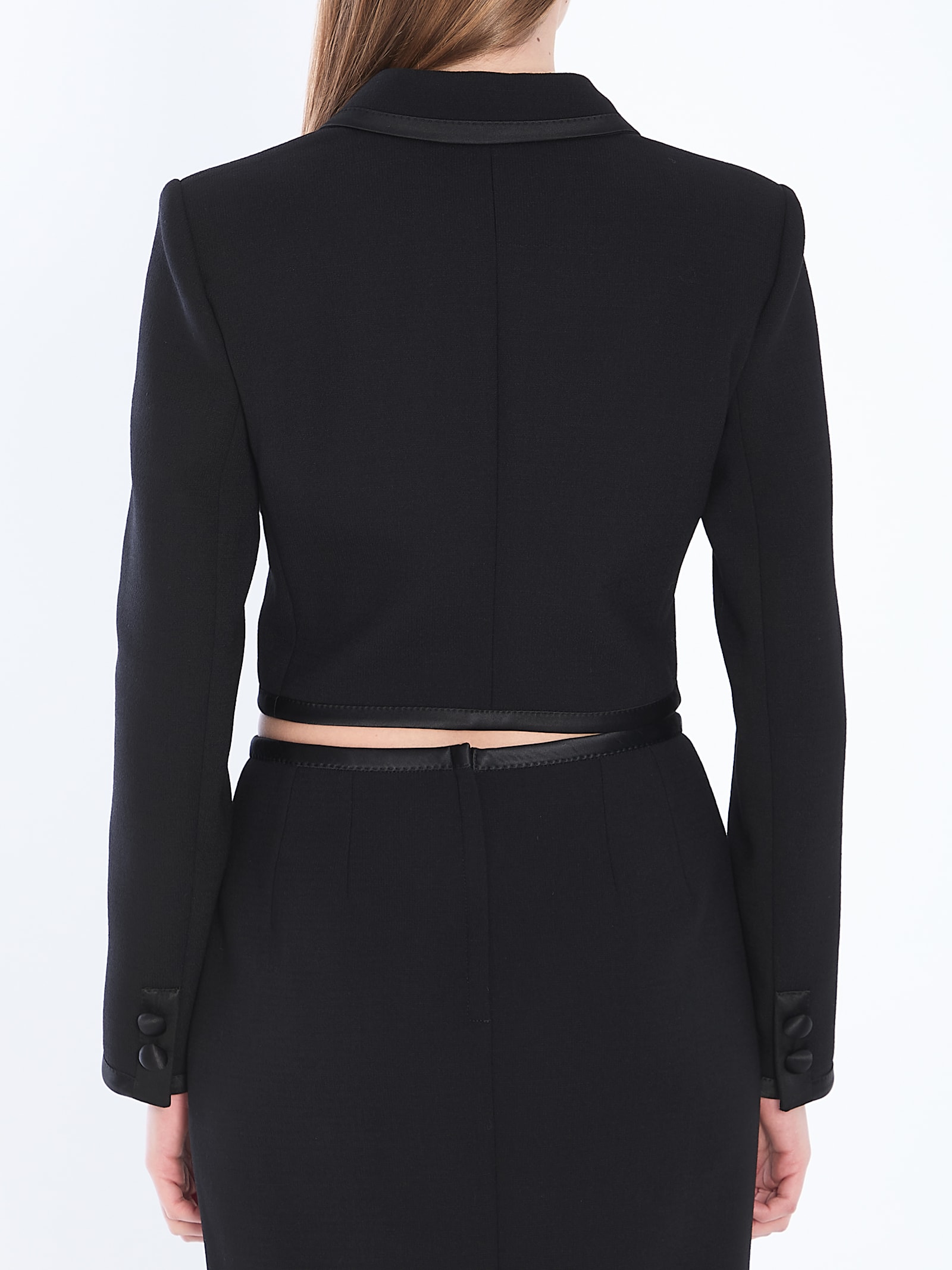 Dolce & Gabbana Cropped Double-breasted Jacket In Black