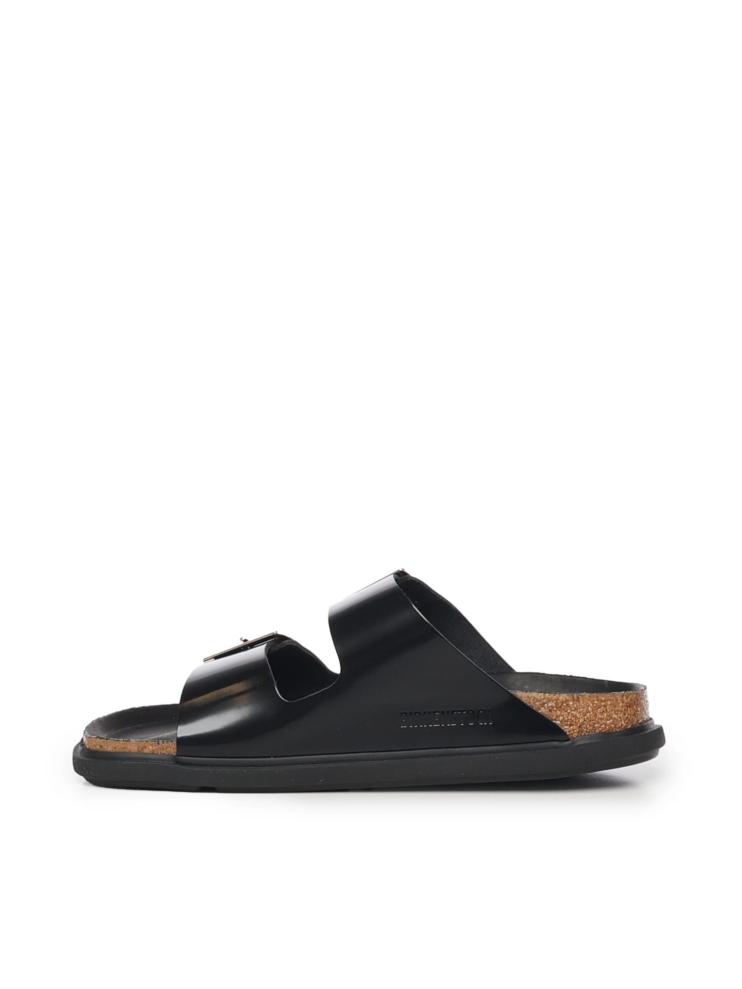 Birkenstock Arizona Droplet Buckle High Shine Black Slides In Black