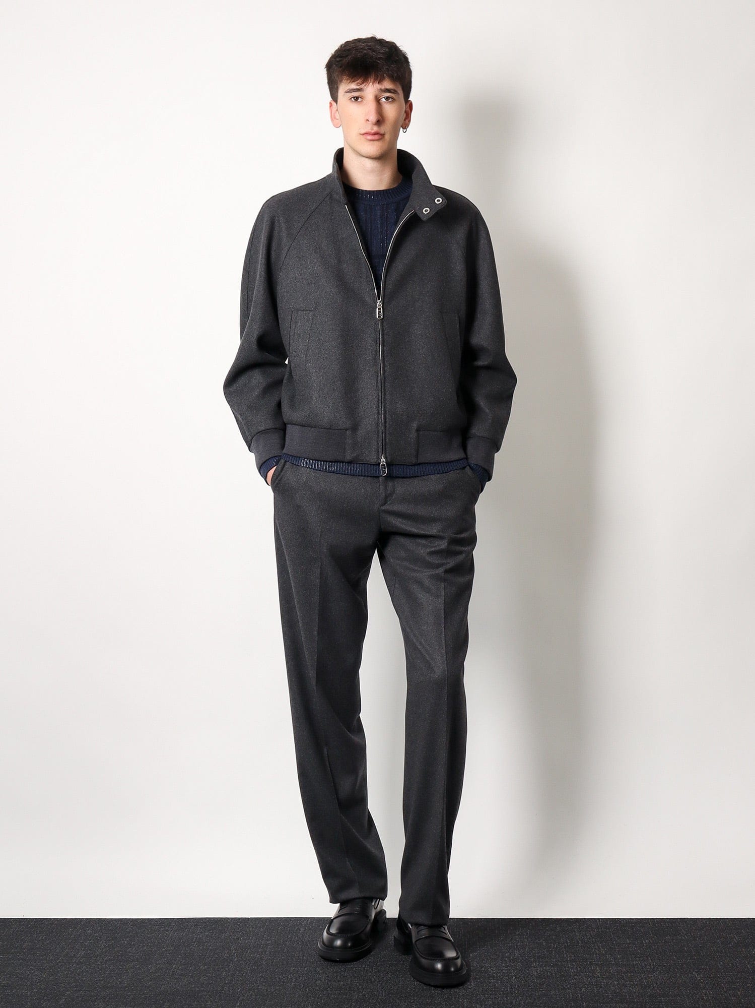 Fendi Men Braided Wool Sweater With Ff Details In Blue