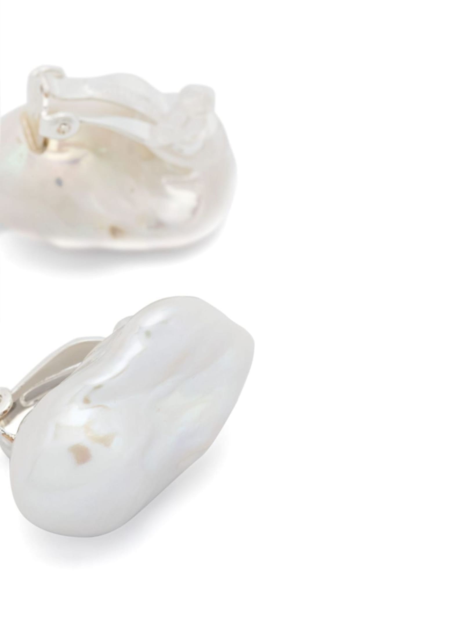 Shop Monies Earring Baroque Pearls Earclips In Natural