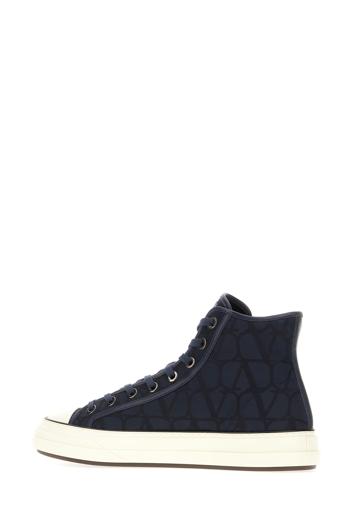 Shop Valentino Embroidered Fabric Sneakers In Blu Nero Bianco