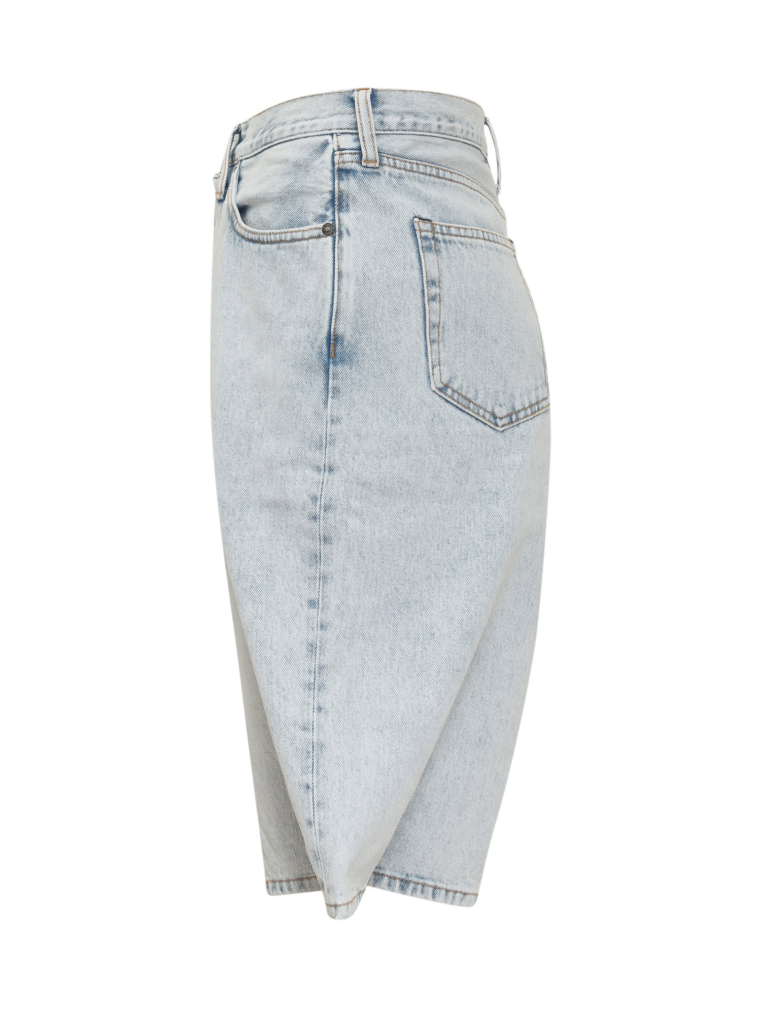 Shop Off-white Single Arrow Shorts Jeans In Beach Blue