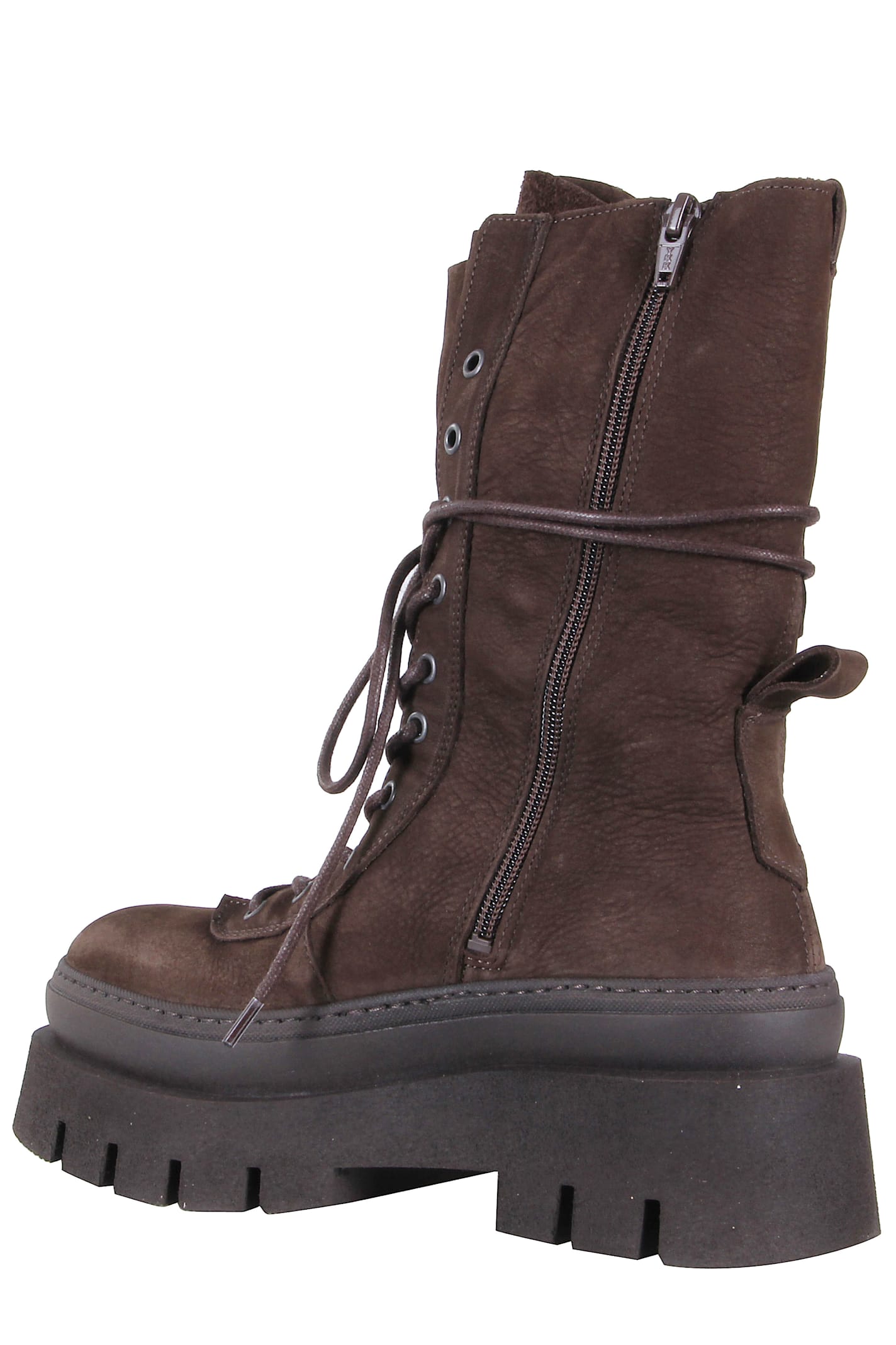 Copenhagen Nabuc Lace Up Mid Boots In Brown