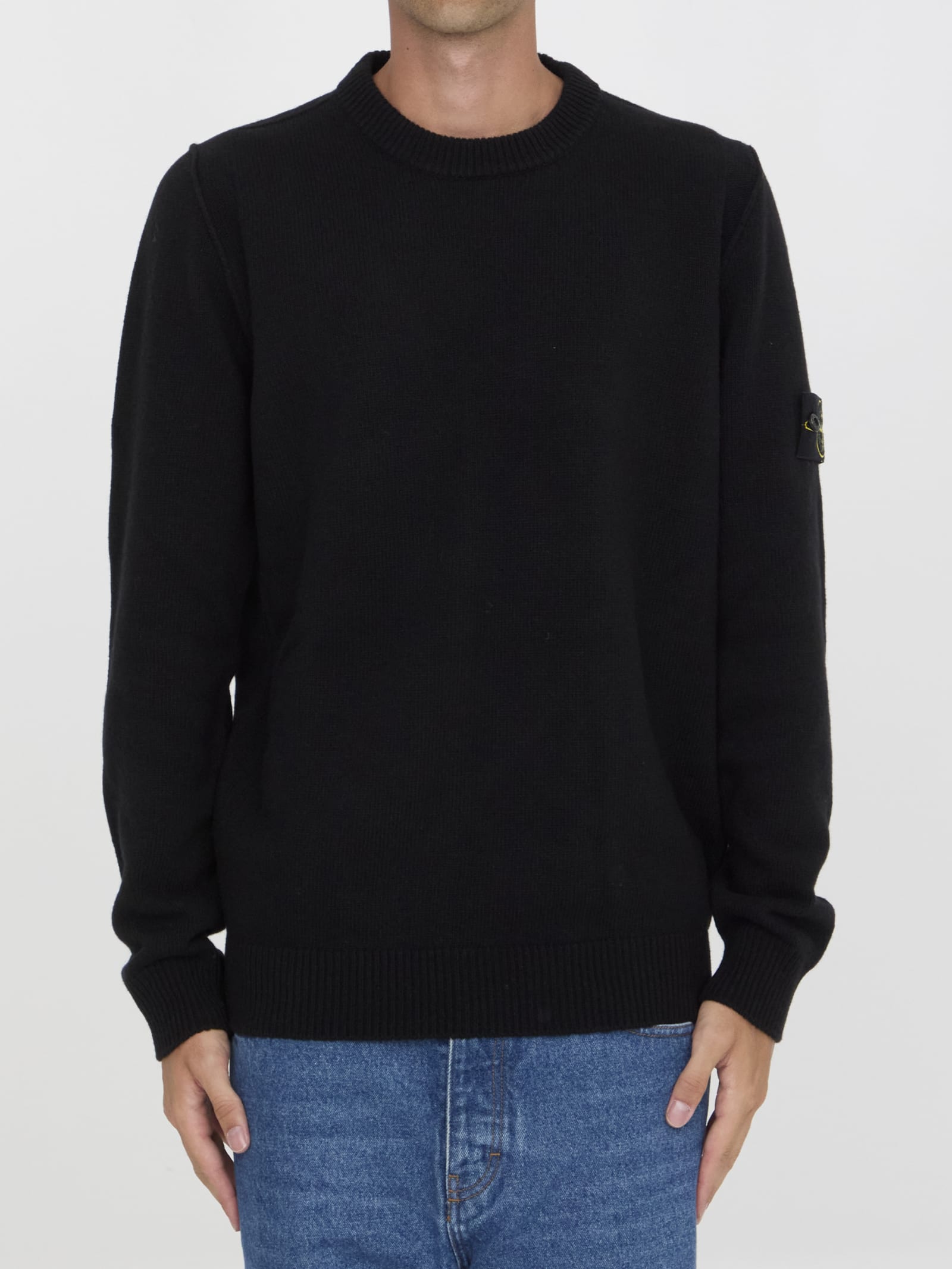 Shop Stone Island Wool Sweater In Black